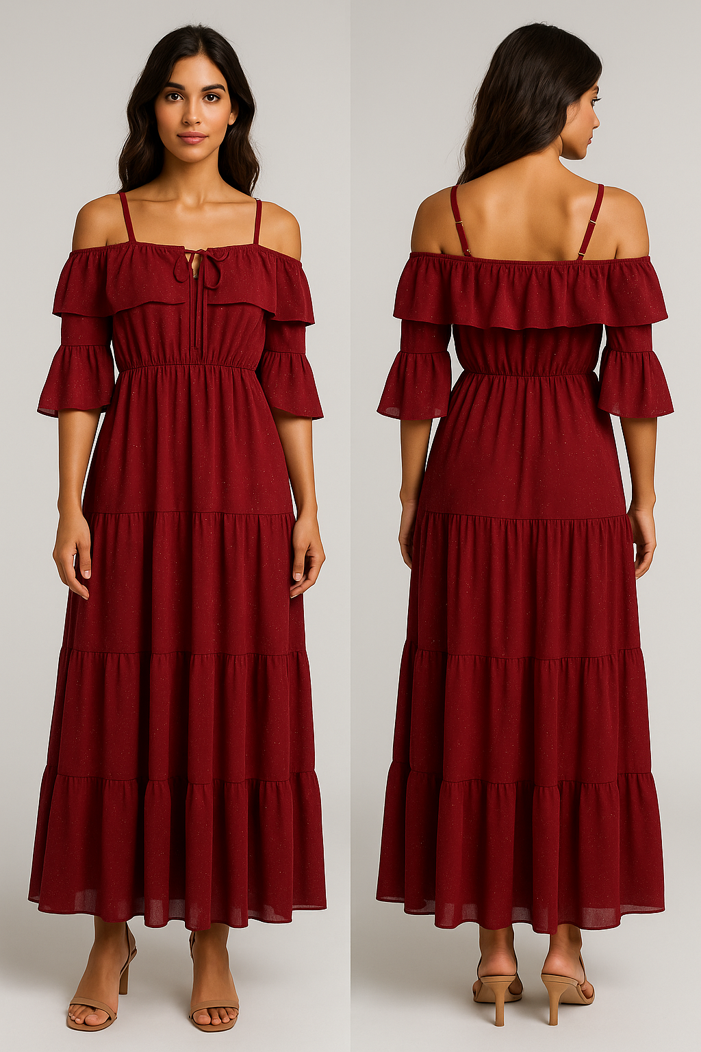 Maroon Red Breezy Georgette Gown