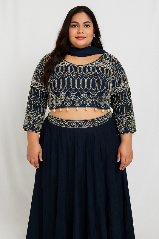 Plus Sized Handmade Crop Top with Pearl Tassels