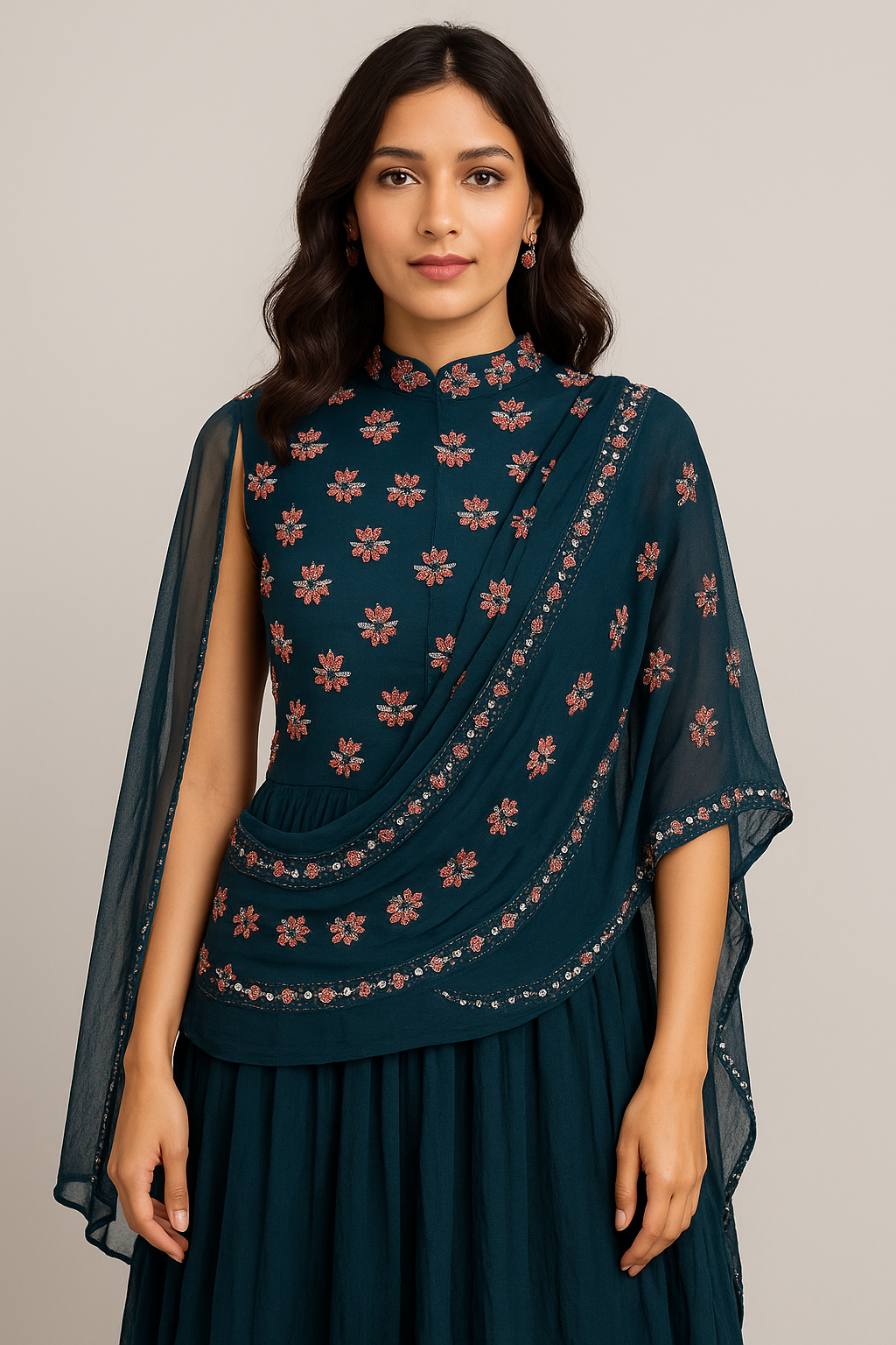 One-of-a-kind Designer Gown with Hand Embroidery