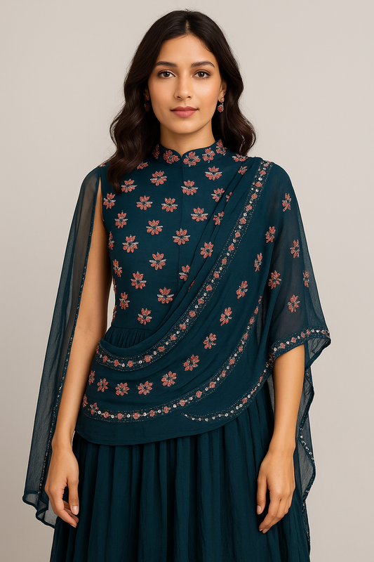 One-of-a-kind Designer Gown with Hand Embroidery
