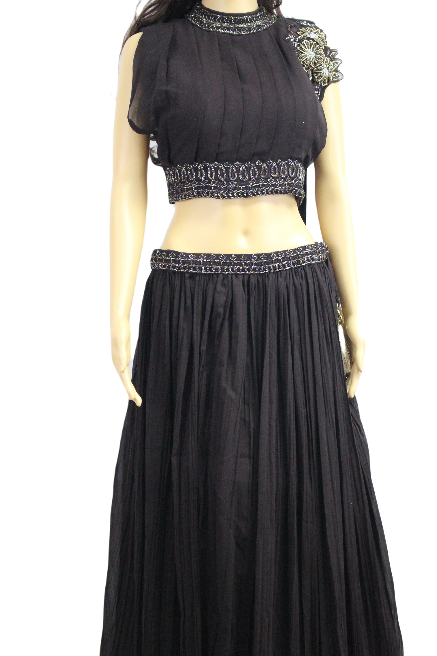 Brown Georgette Crop Top (Small)
