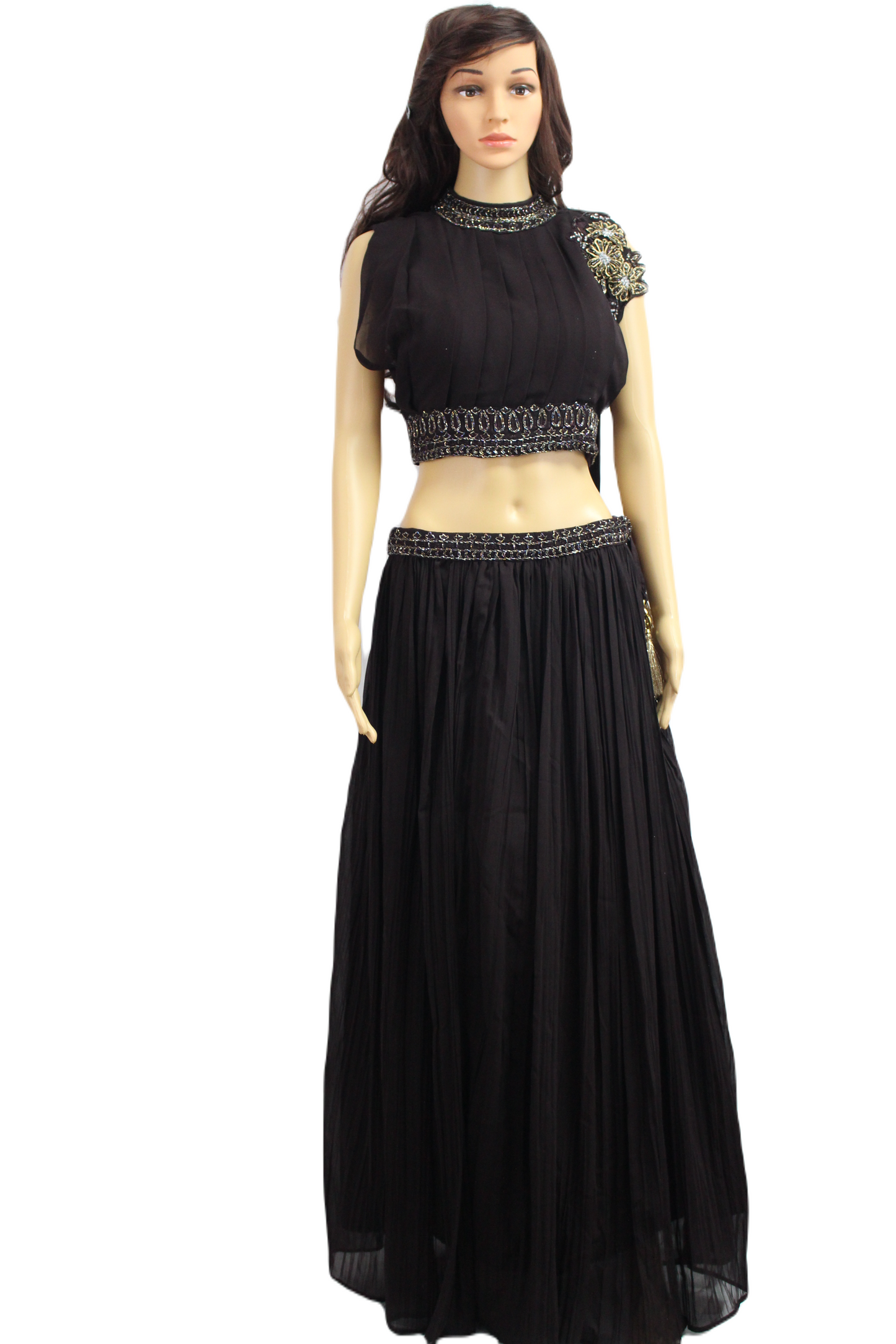 Brown Georgette Crop Top (Small)