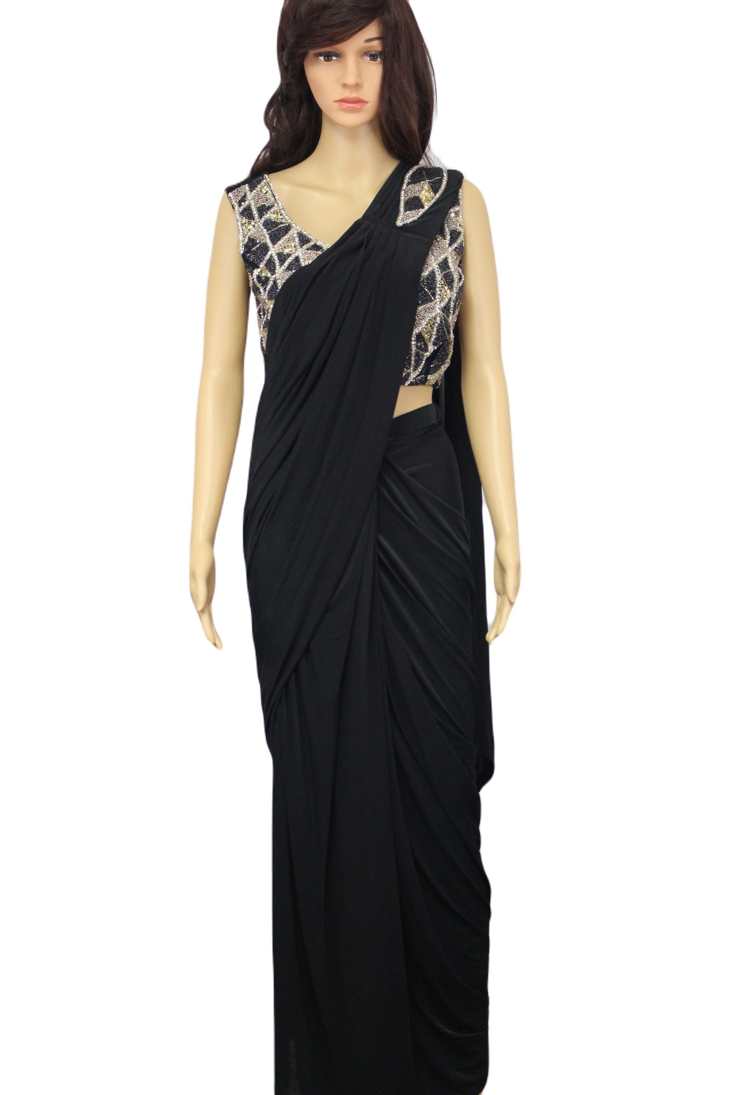 Black Ready to Wear SAREE with Designer Handmade Blouse