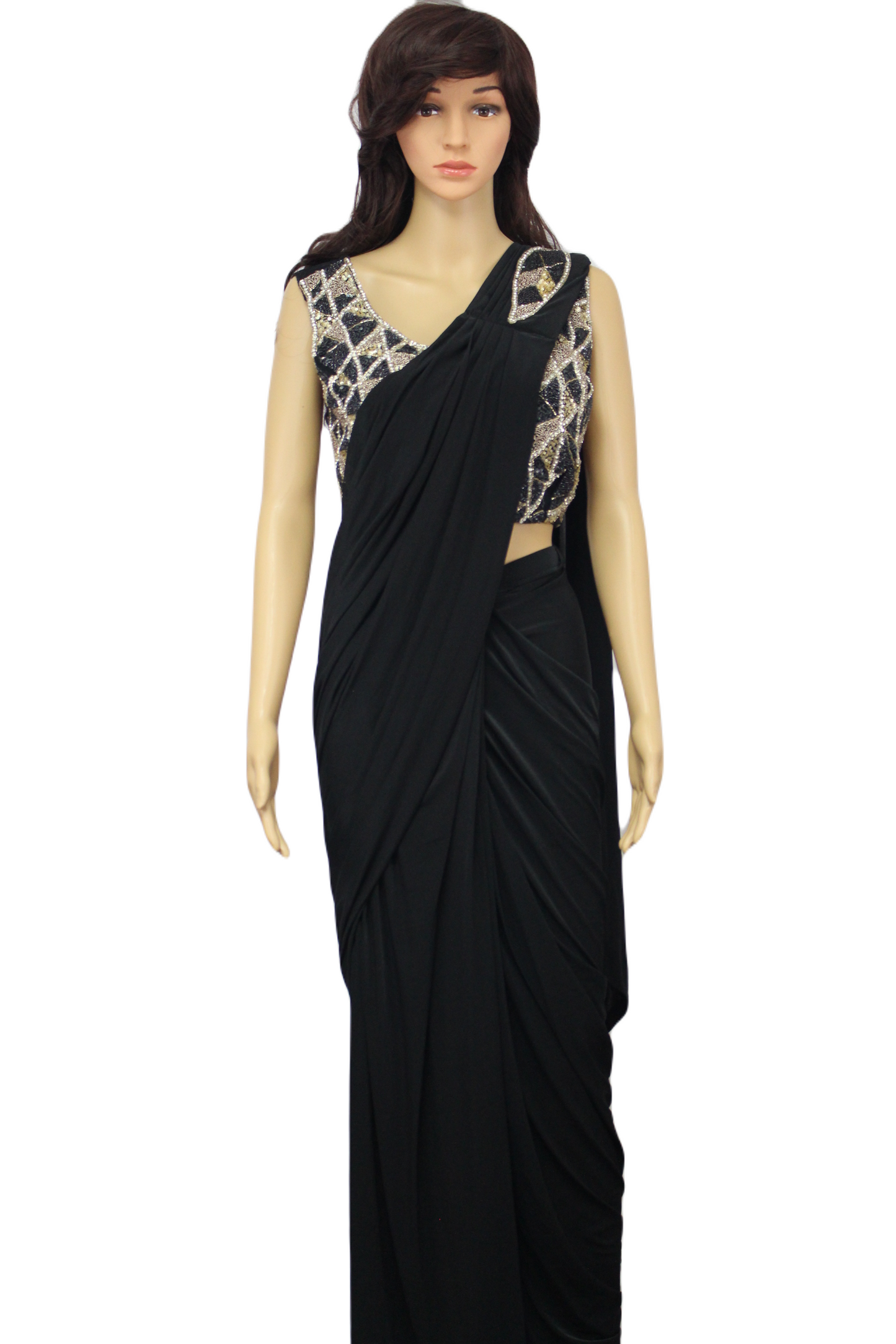 Black Ready to Wear SAREE with Designer Handmade Blouse
