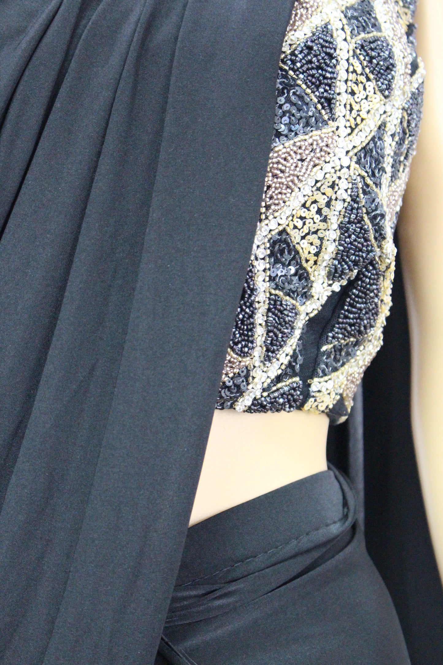 Black Ready to Wear SAREE with Designer Handmade Blouse