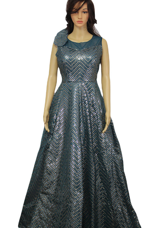 Sequin Patterned Ball Gown