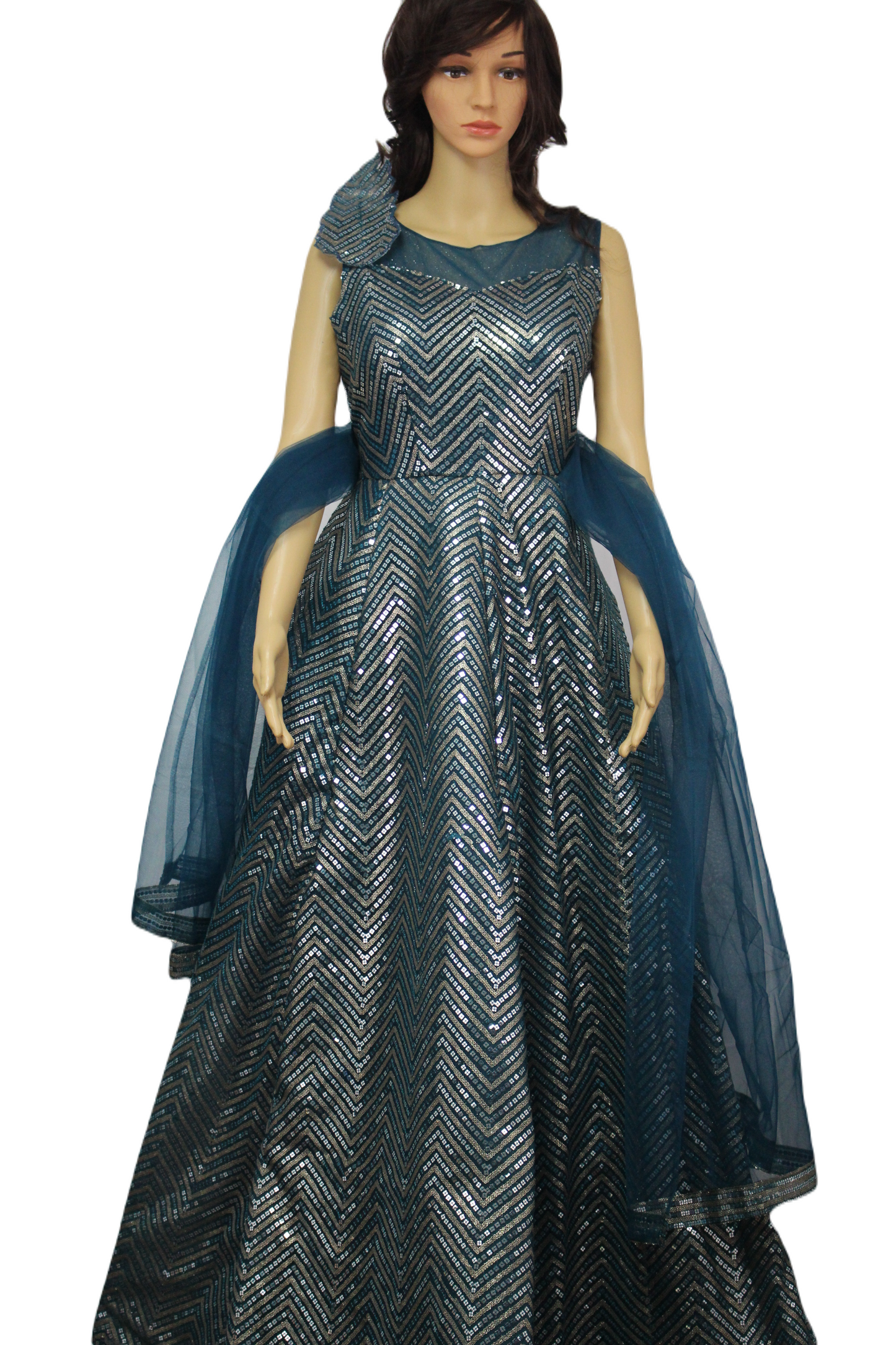 Sequin Patterned Ball Gown