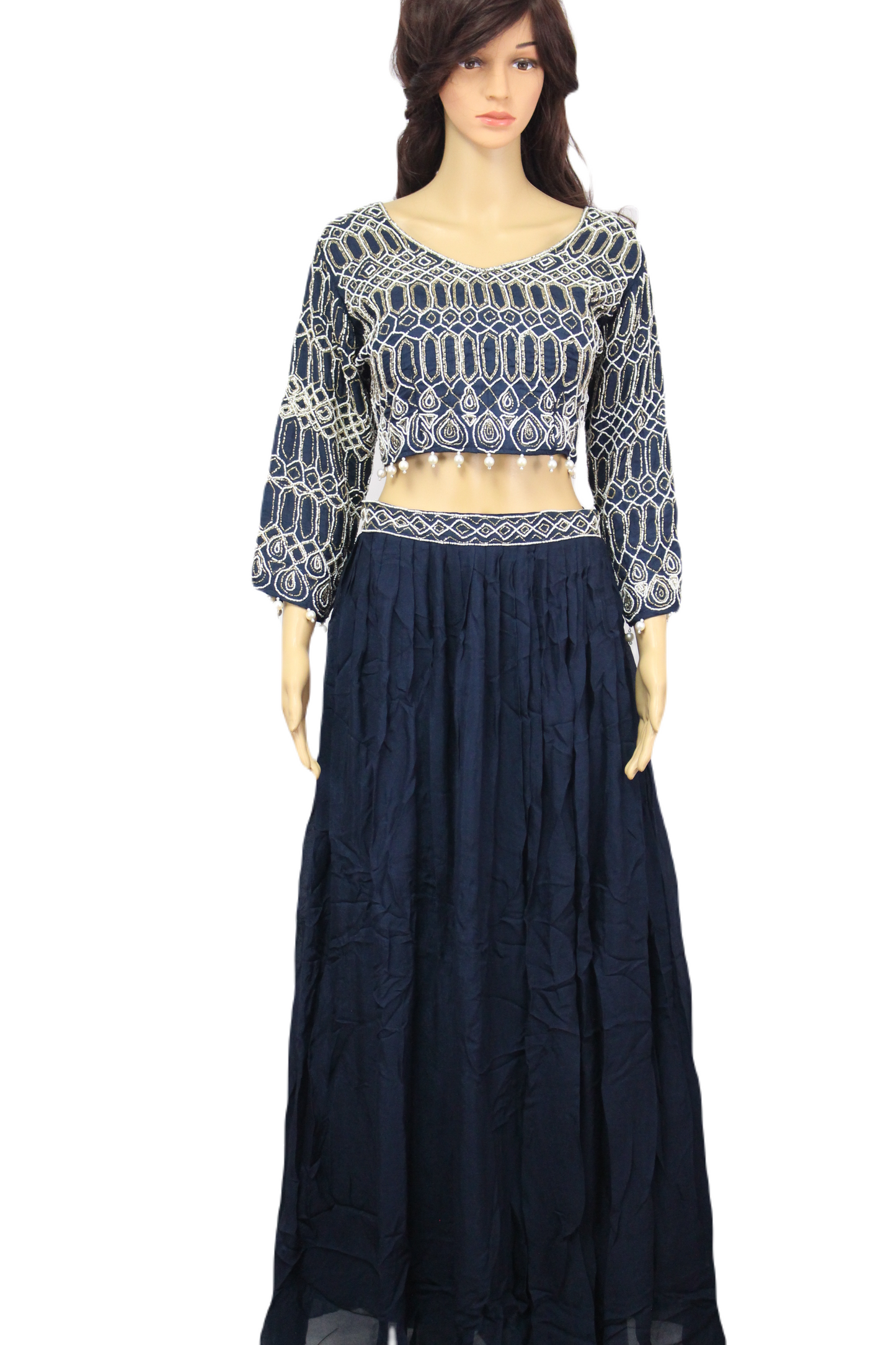 Plus Sized Handmade Crop Top with Pearl Tassels