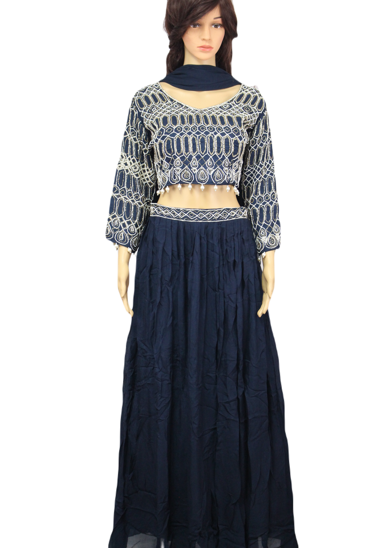 Plus Sized Handmade Crop Top with Pearl Tassels