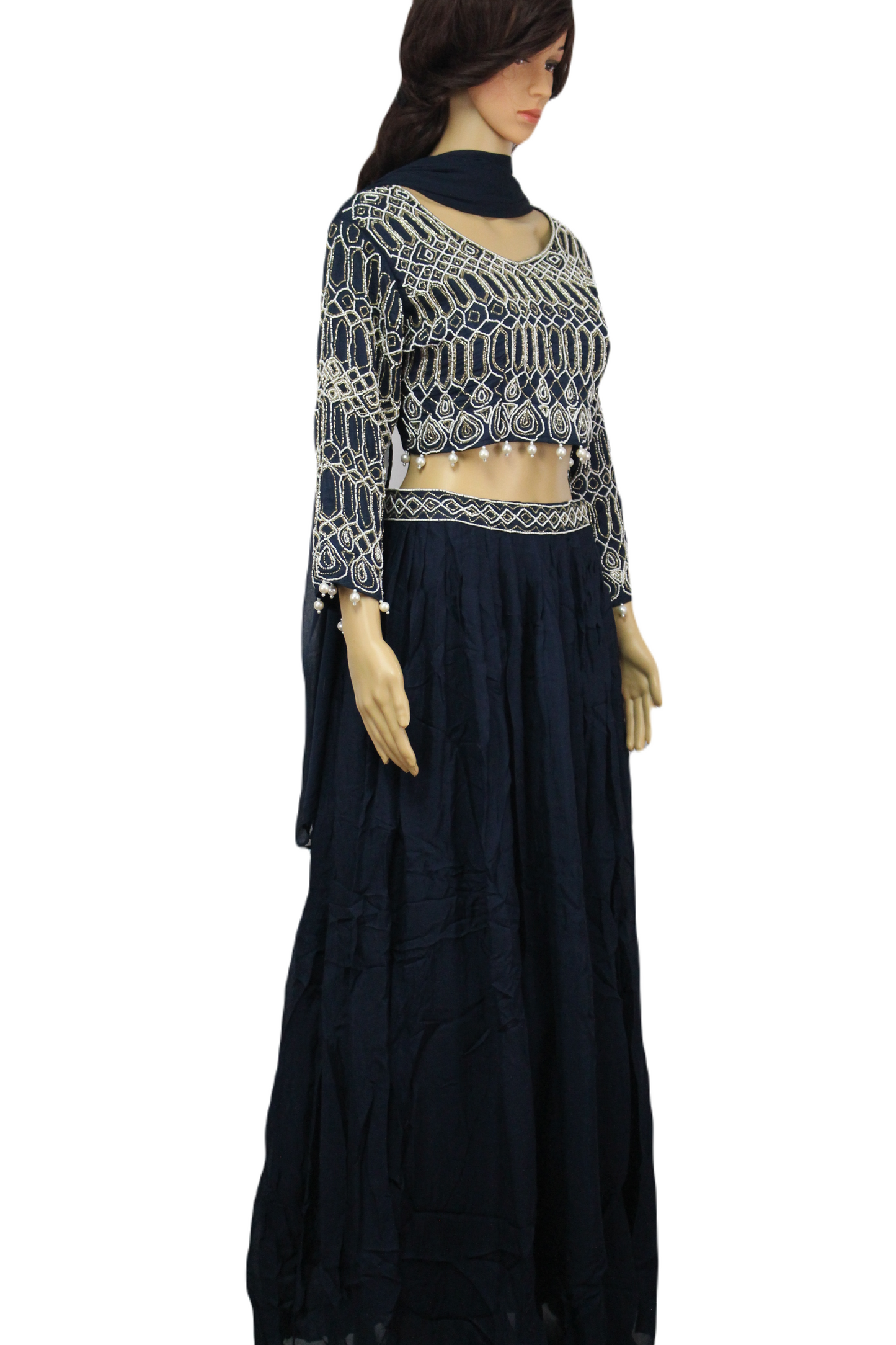 Plus Sized Handmade Crop Top with Pearl Tassels