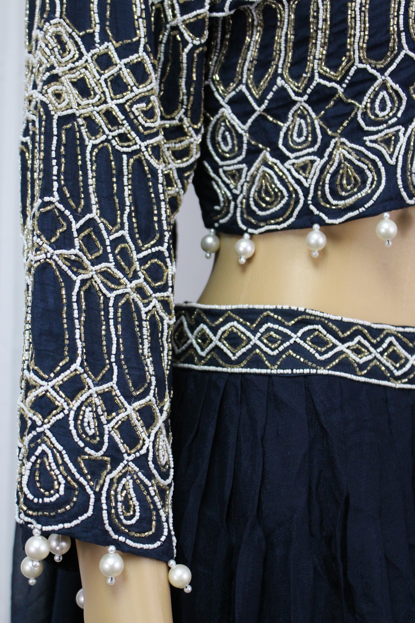 Plus Sized Handmade Crop Top with Pearl Tassels