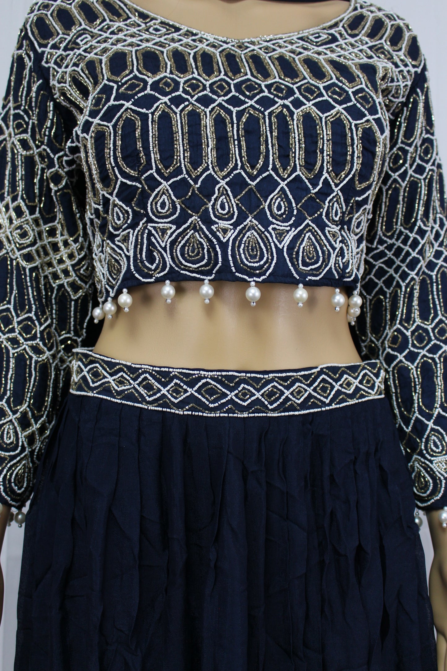 Plus Sized Handmade Crop Top with Pearl Tassels