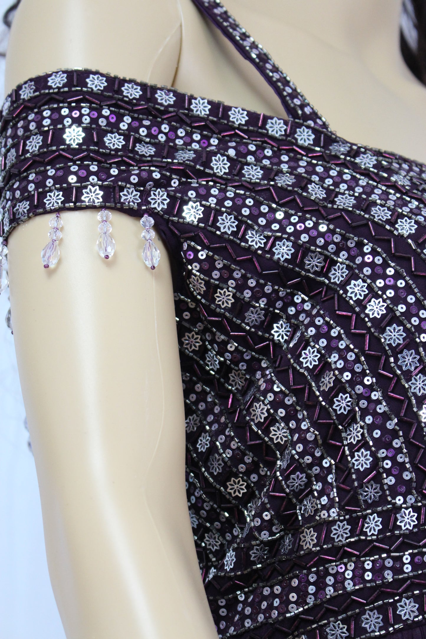 Off-Shoulder Hand Embroidered Evening Gown