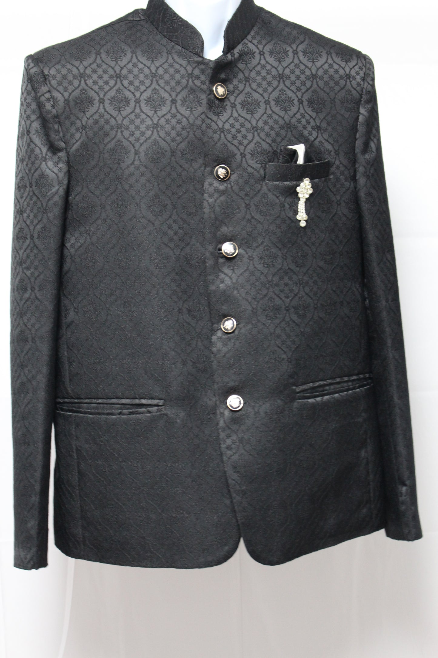 Black Embroidered Royal Suit for Men - Two Piece Set