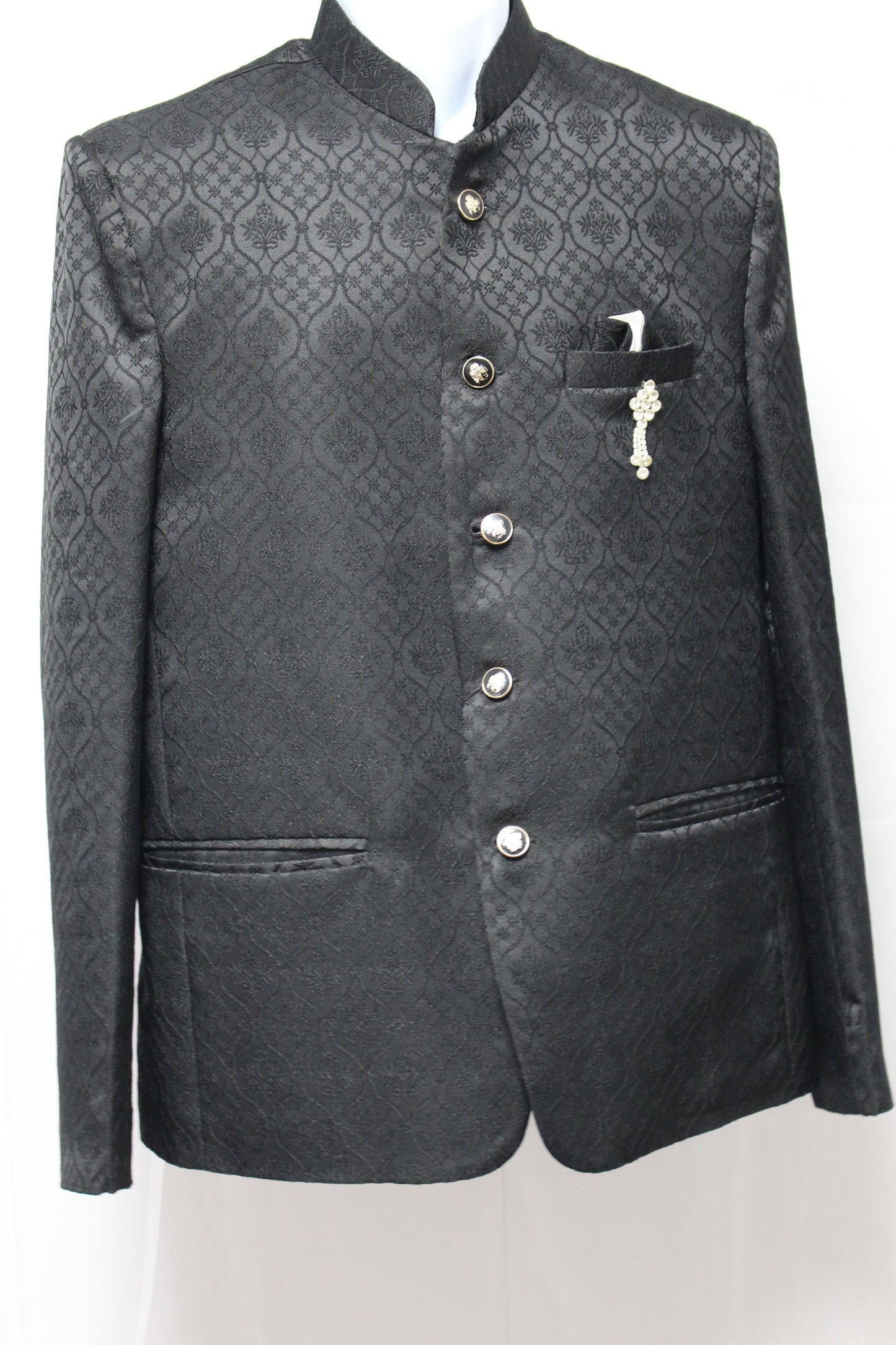 Black Embroidered Royal Suit for Men - Two Piece Set