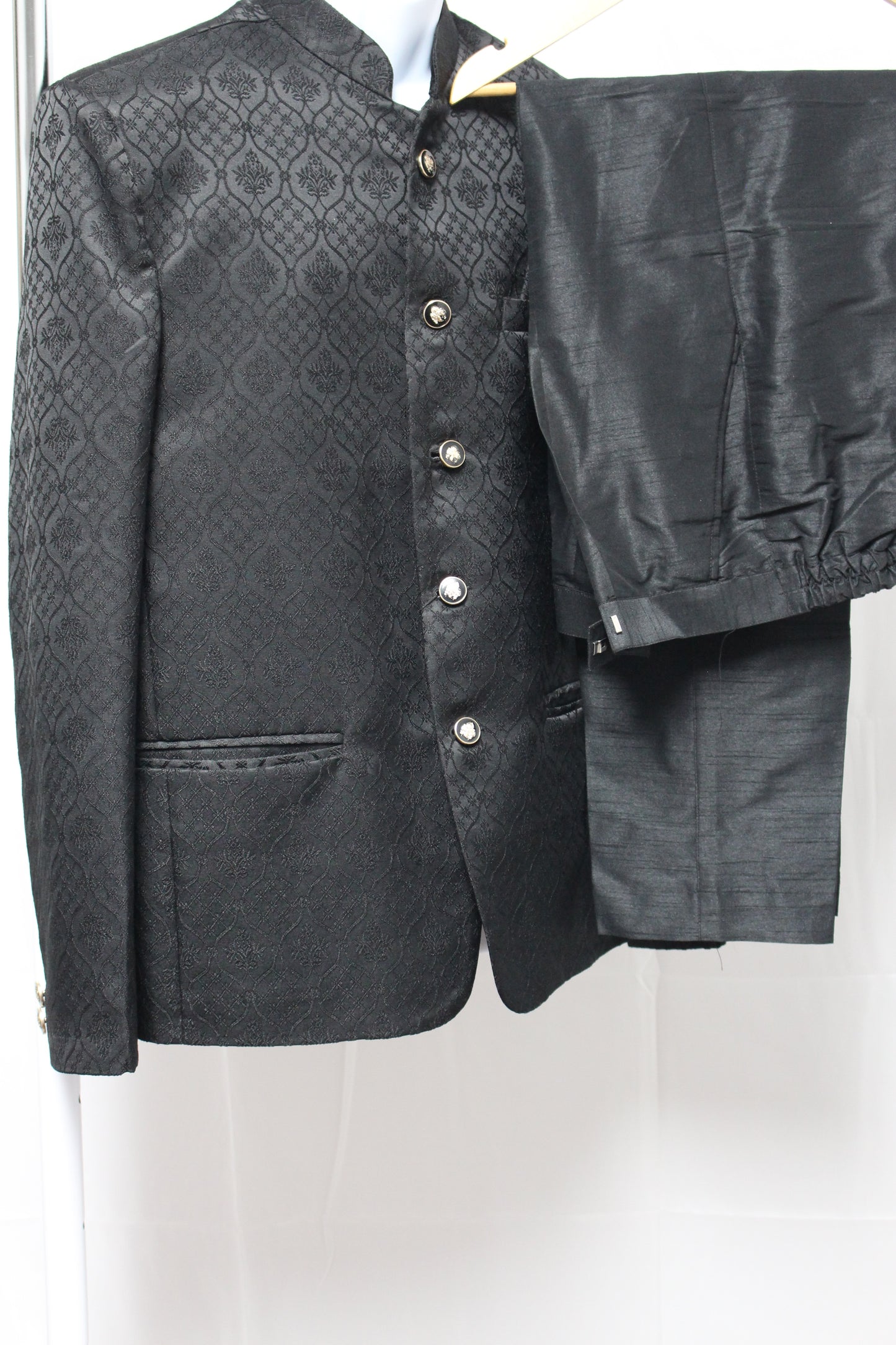 Black Embroidered Royal Suit for Men - Two Piece Set