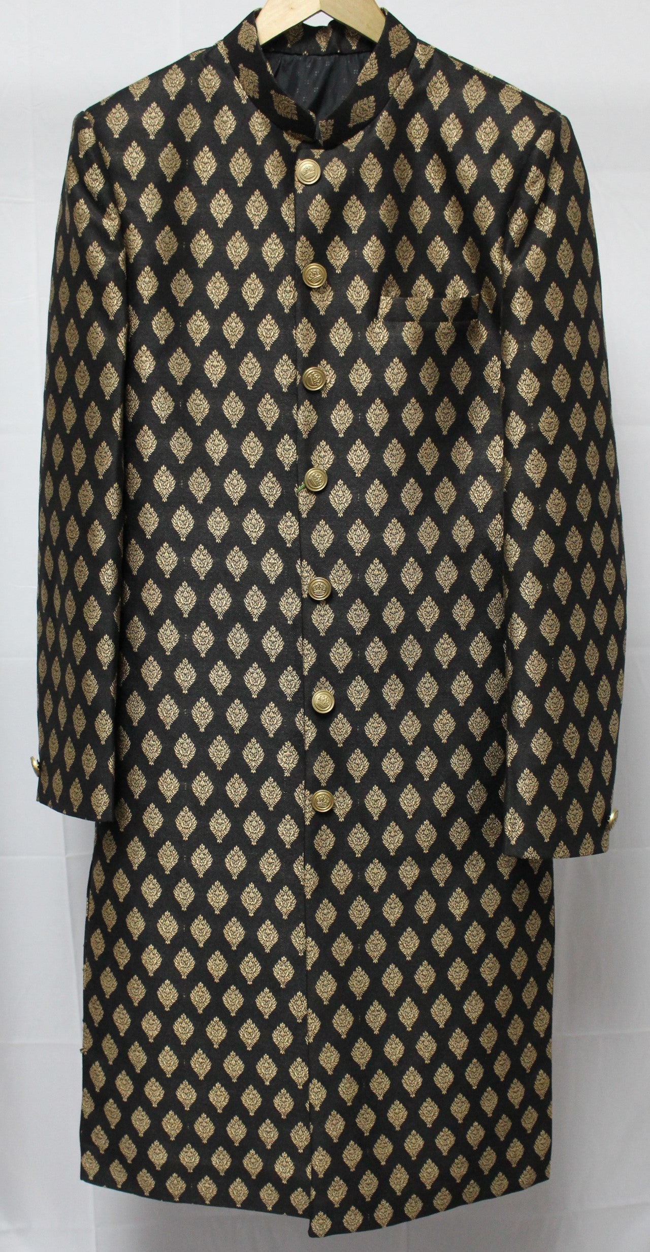 Moghul Inspired Black Long Suit Set Fit for a King (2 Piece)