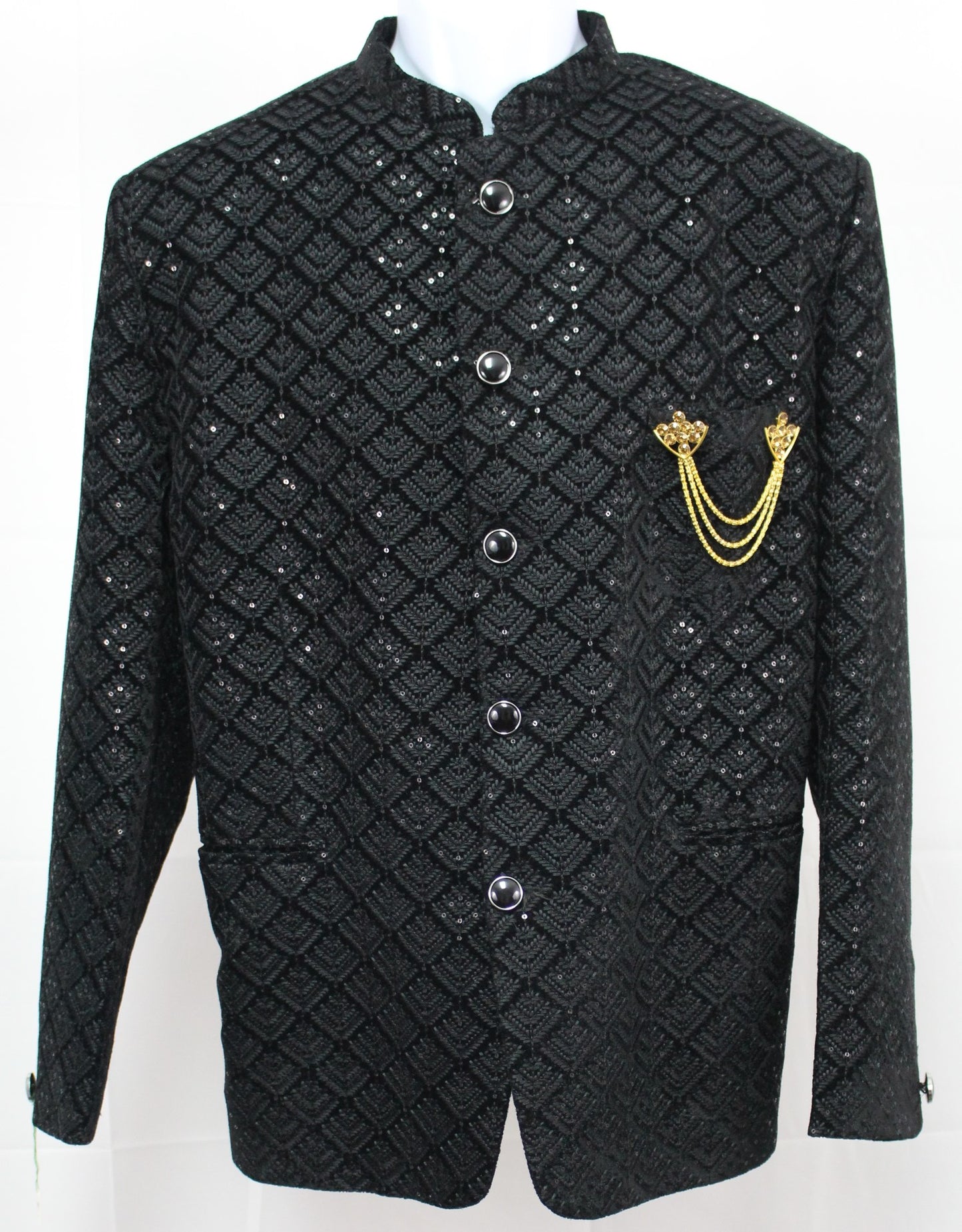 Black Embroidered Regal Suit Set (2 Piece)