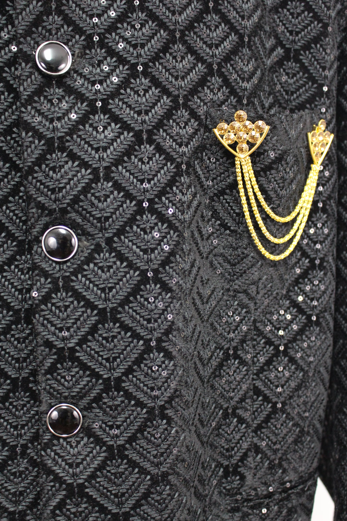 Black Embroidered Regal Suit Set (2 Piece)