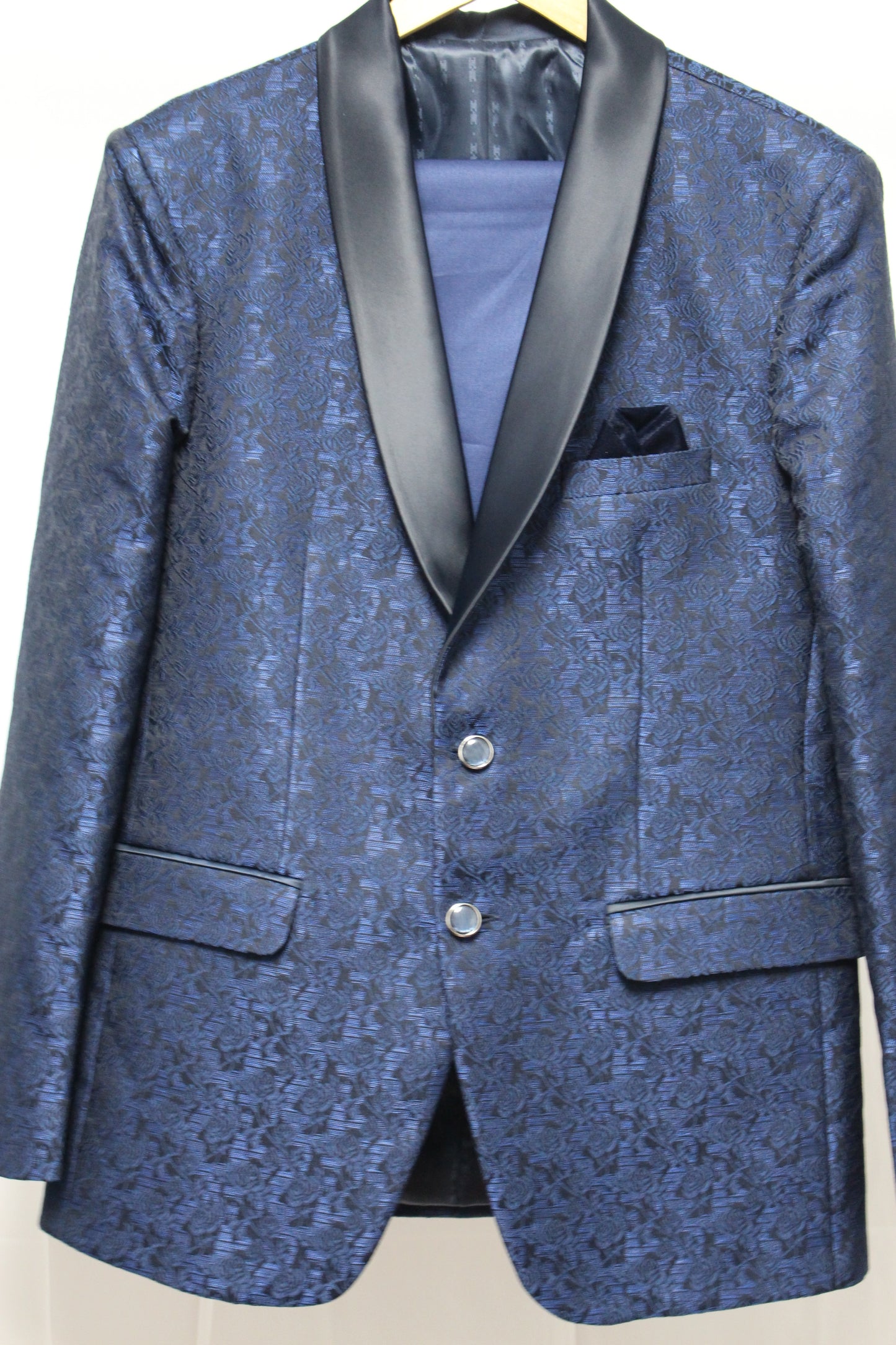 Blue Tux with Thread Work in Black (2-Piece Set)