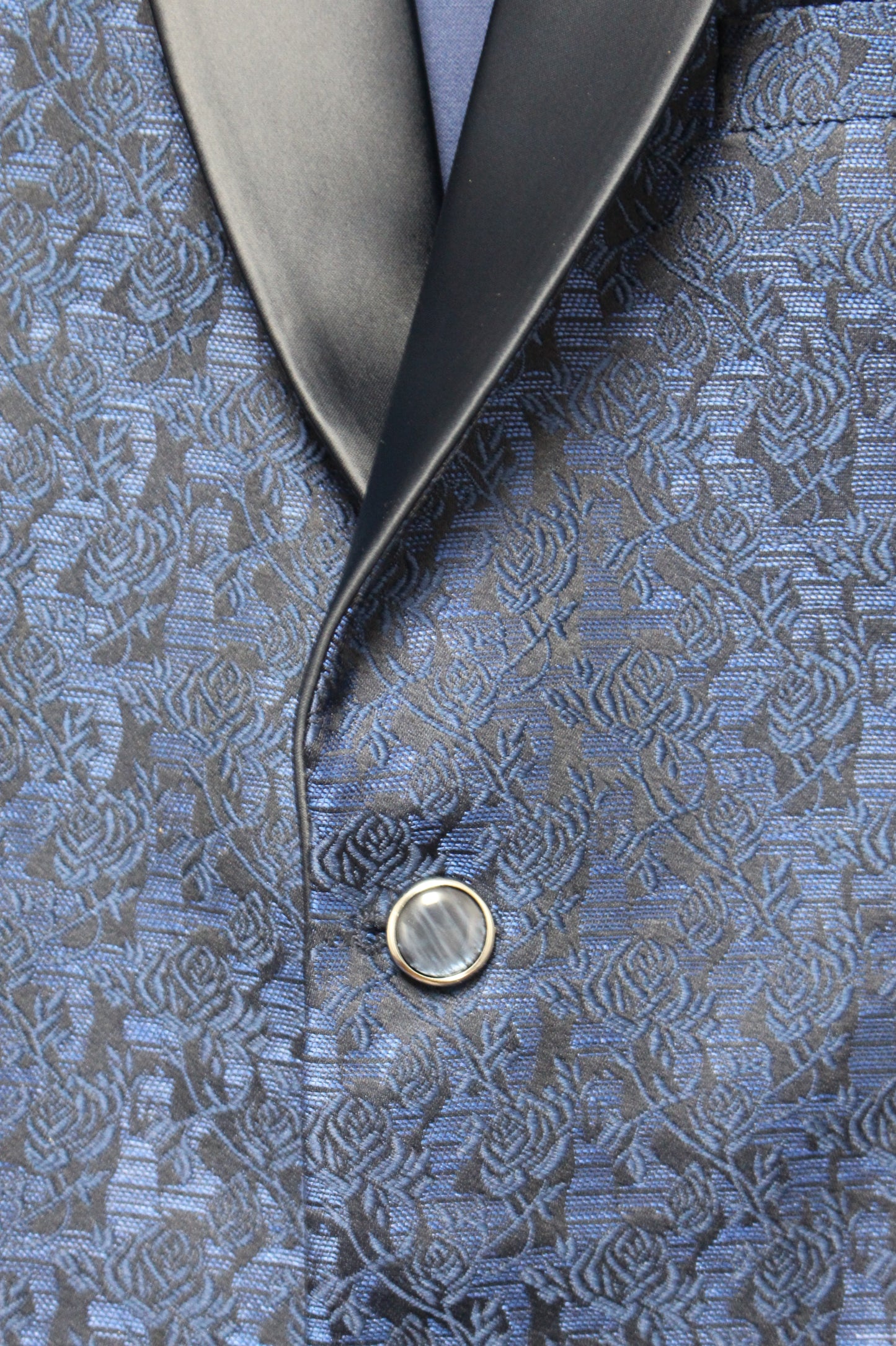 Blue Tux with Thread Work in Black (2-Piece Set)