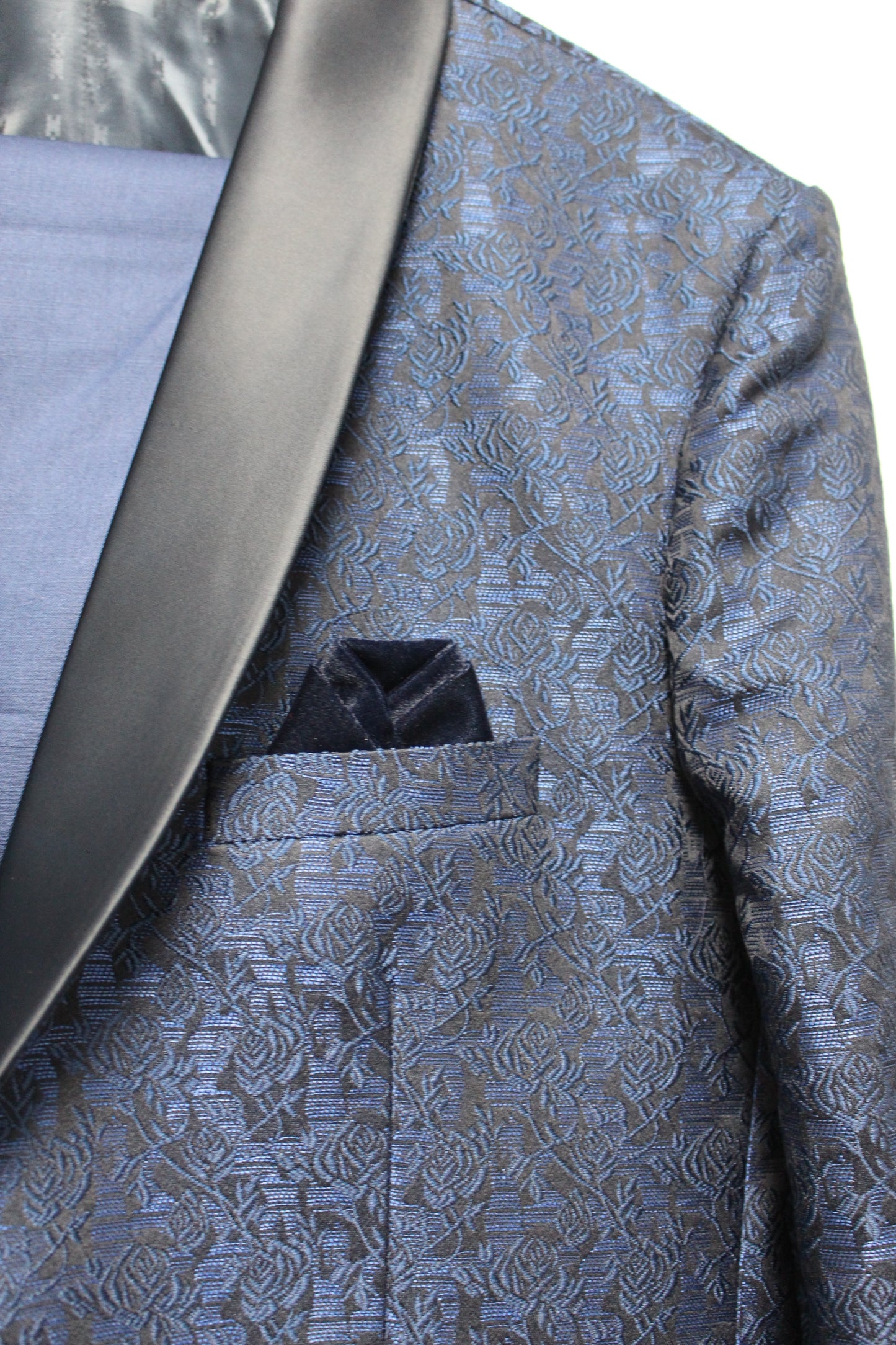 Blue Tux with Thread Work in Black (2-Piece Set)