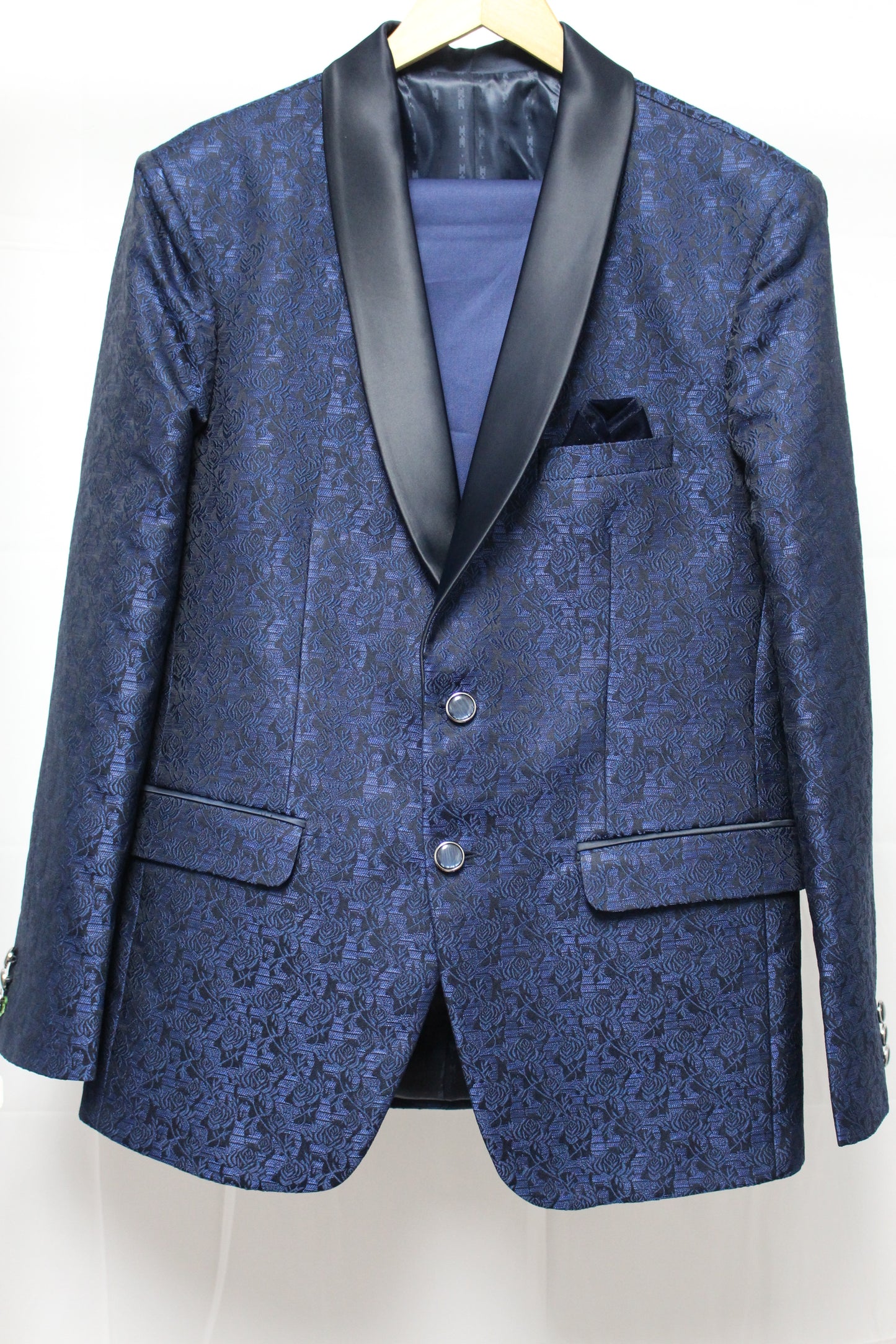 Blue Tux with Thread Work in Black (2-Piece Set)