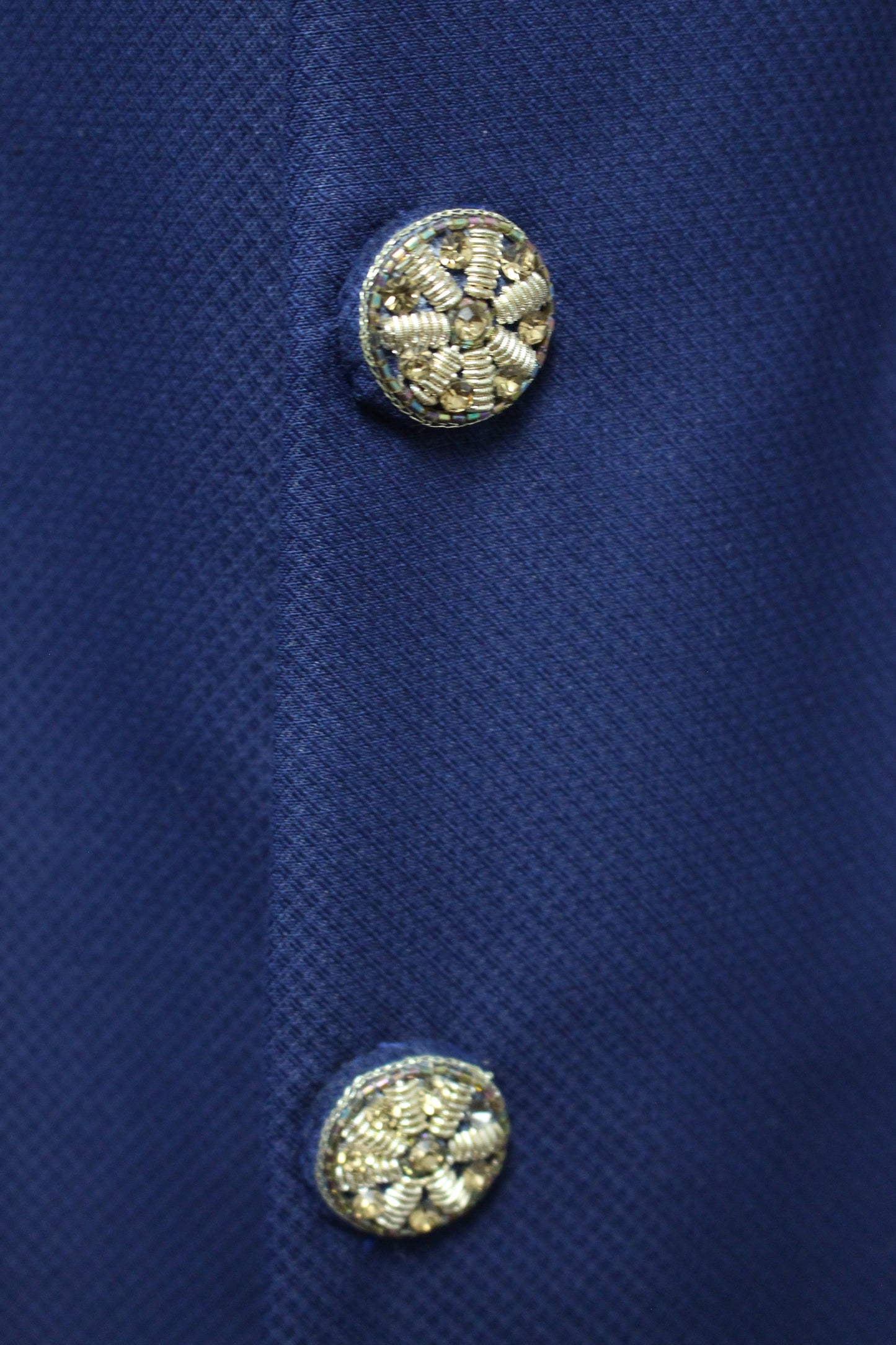 Azure Blue Long Suit with Hand Embroidered Collar and Cuffs