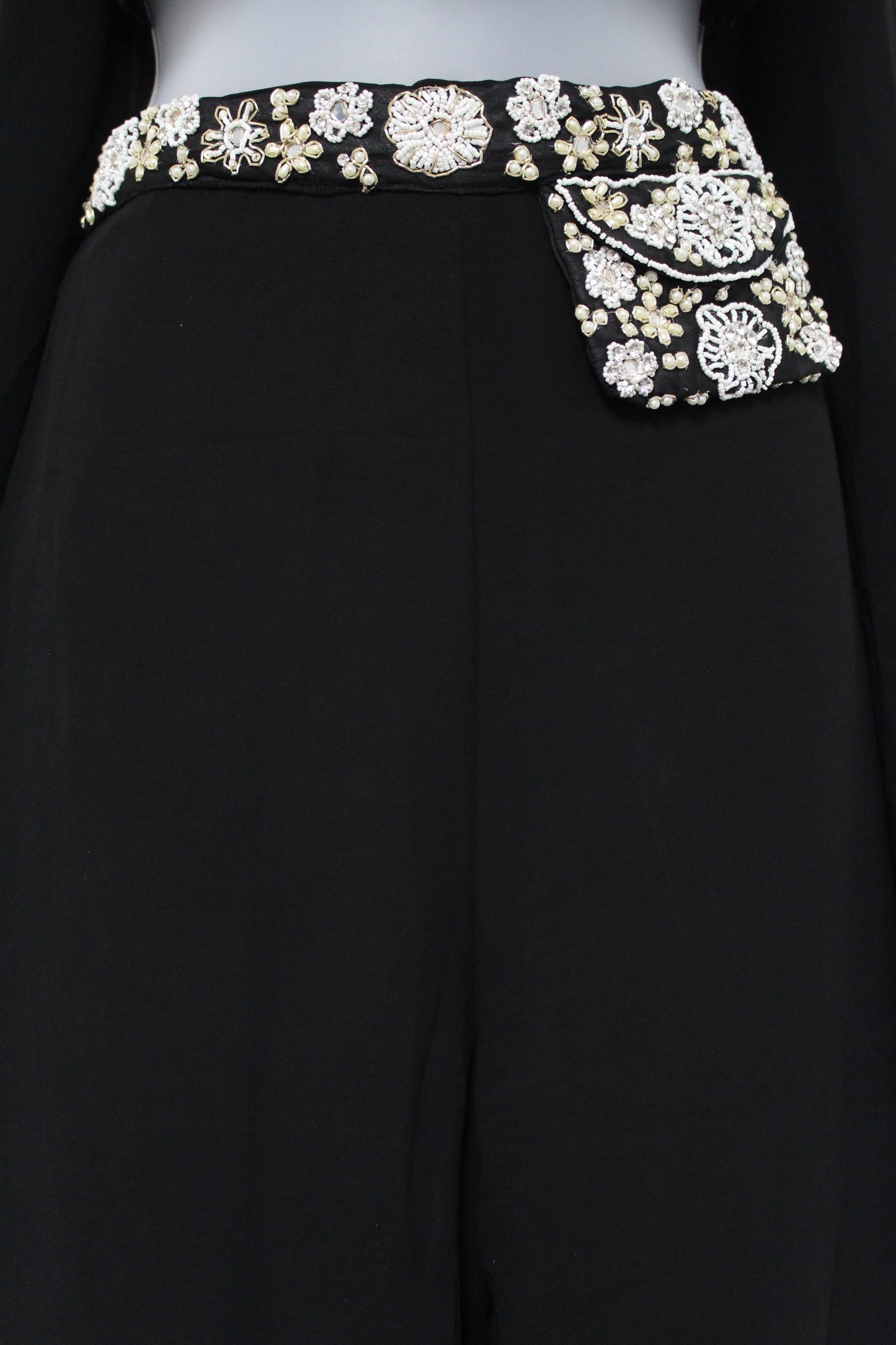 Black Embroidered Crop Top with Palazzo Pant