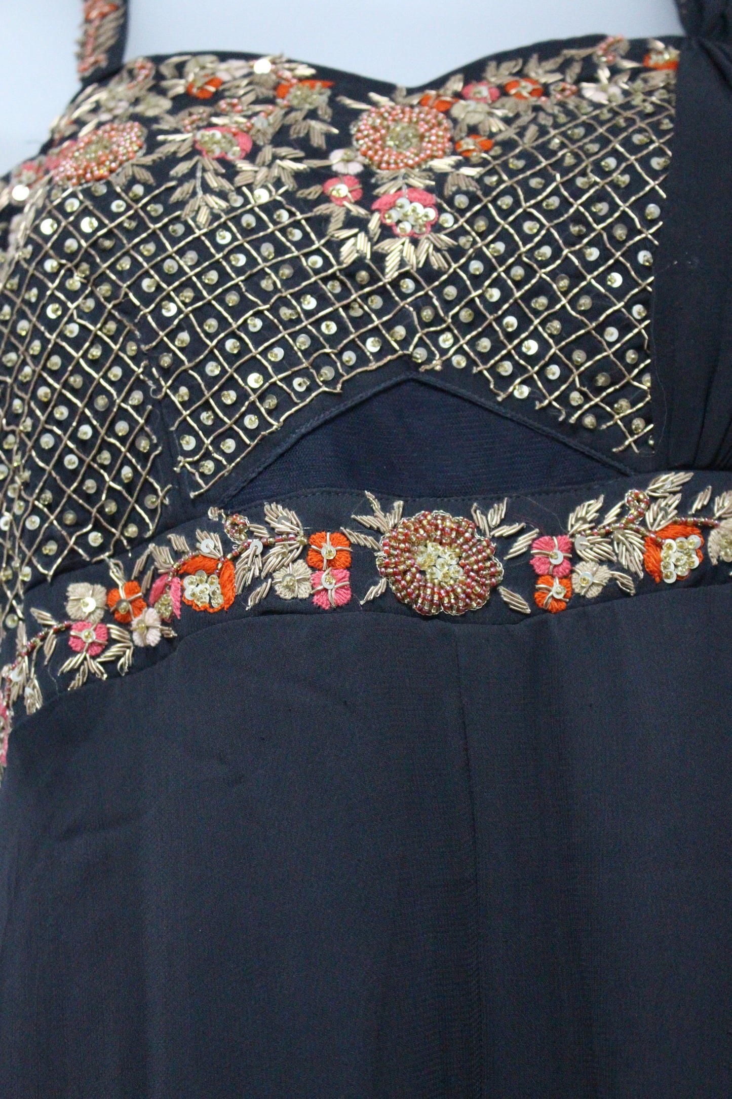 Brown Embroidered Jumpsuit