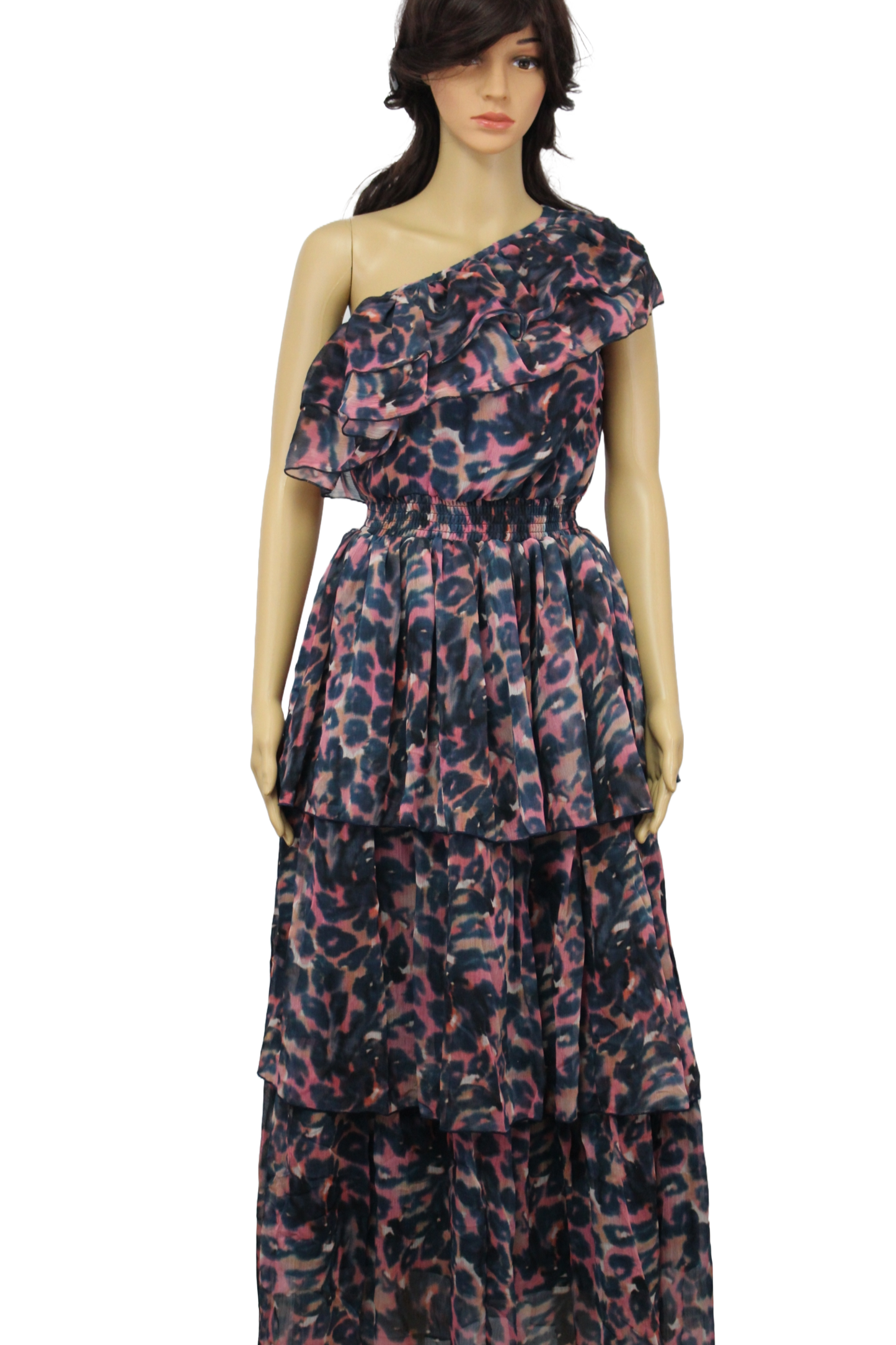 Printed One Shoulder Long Dress