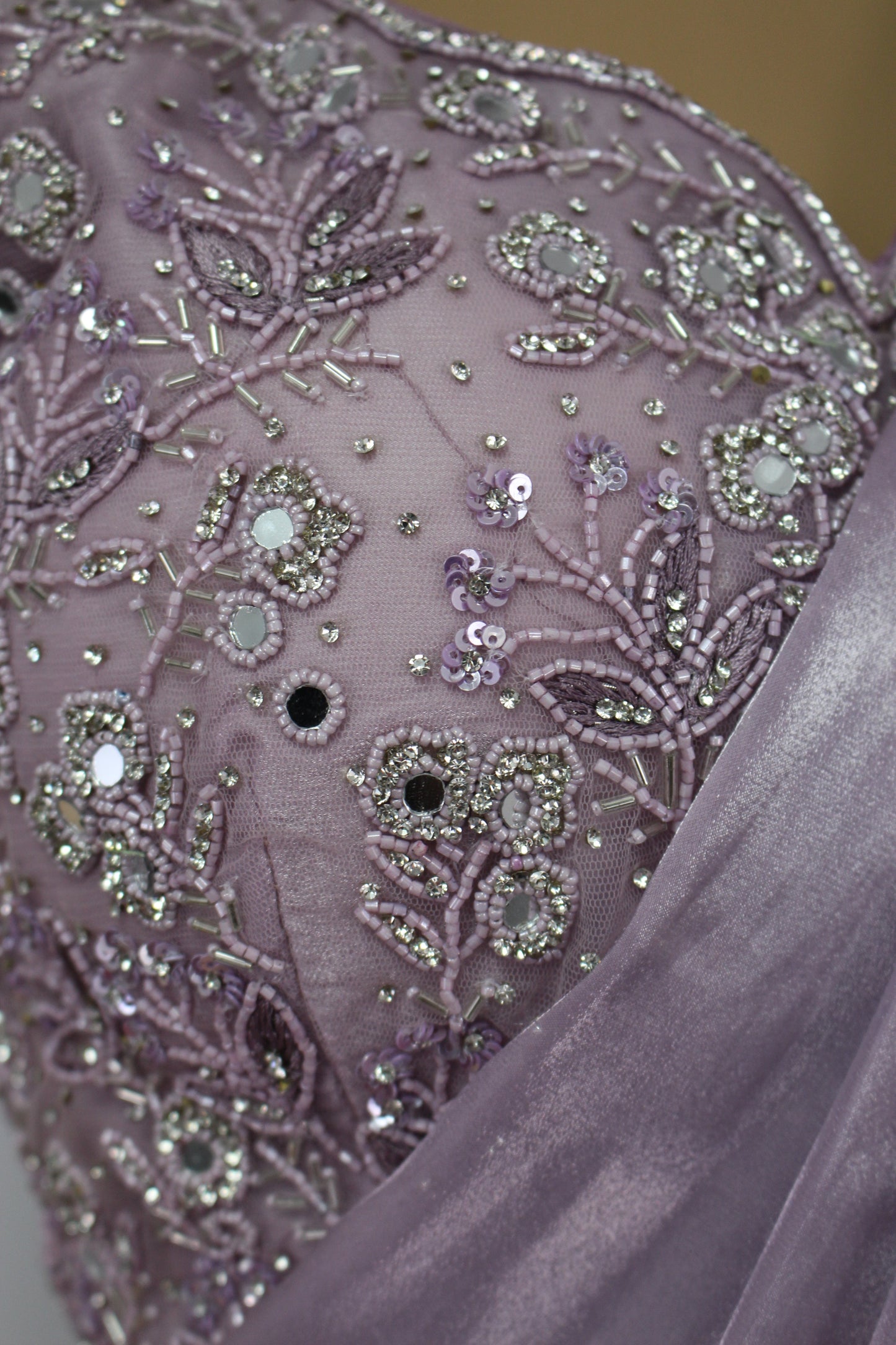 Organza Silk Ready to Wear Saree with Hand Embroidered Blouse & Belt