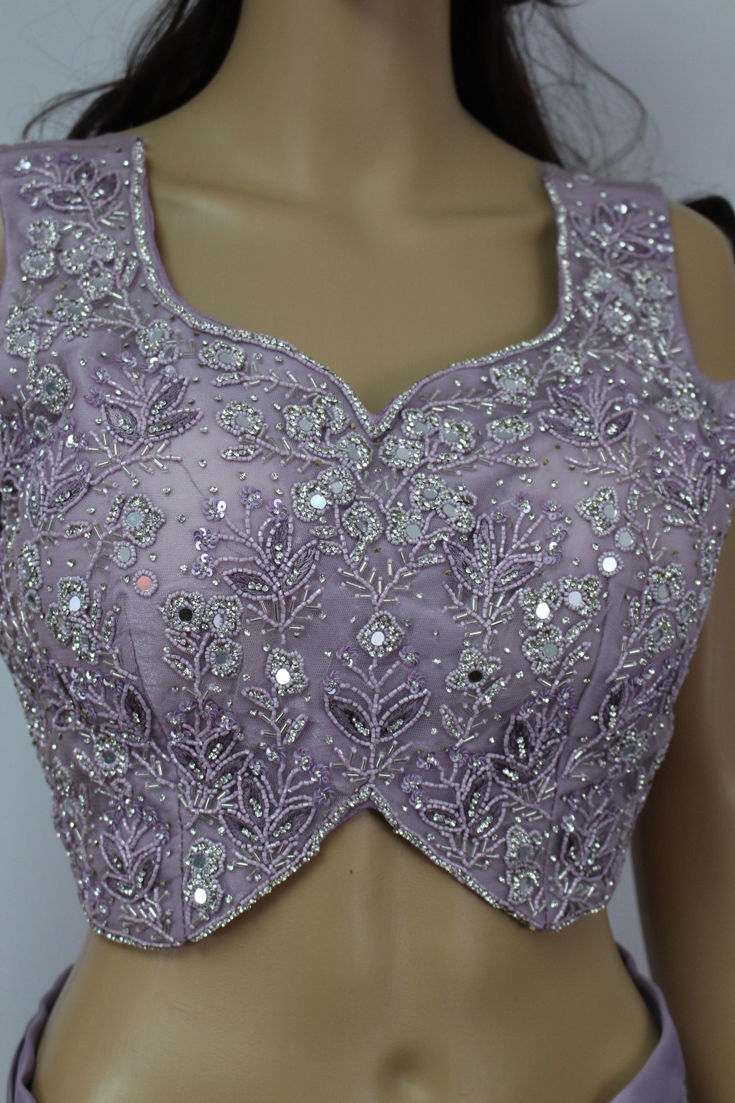 Organza Silk Ready to Wear Saree with Hand Embroidered Blouse & Belt