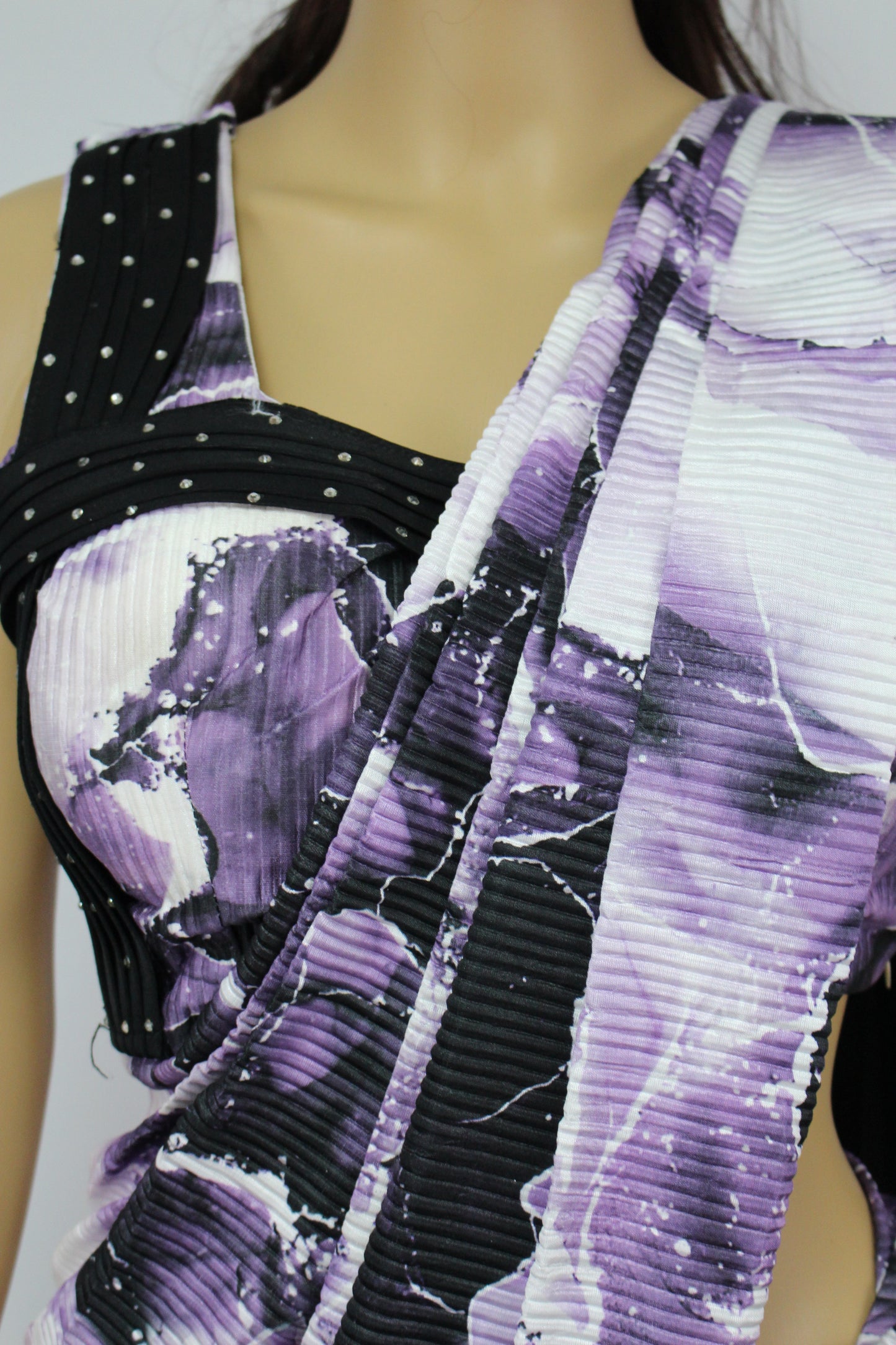 Black & Purple Printed Crush Ready to Wear Saree