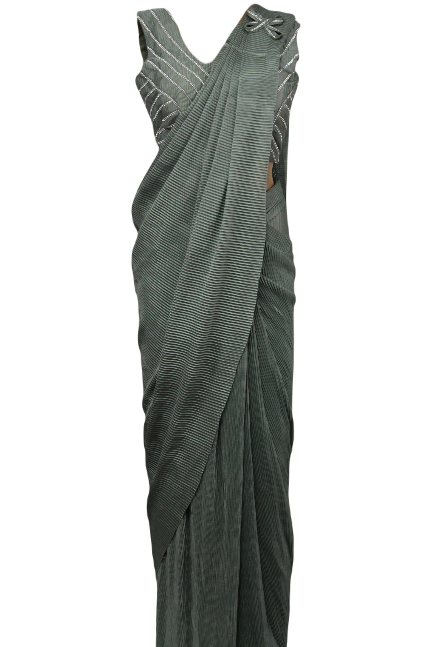 Simple Crush Fabric Ready to Wear Sarees with Belt (Multiple Colors)