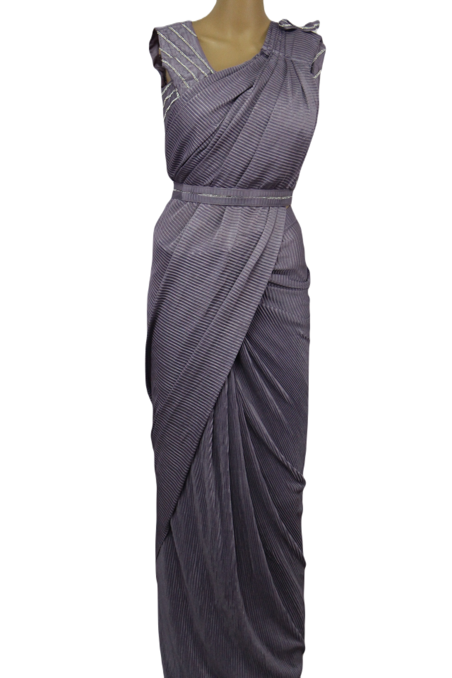 Simple Crush Fabric Ready to Wear Sarees with Belt (Multiple Colors)