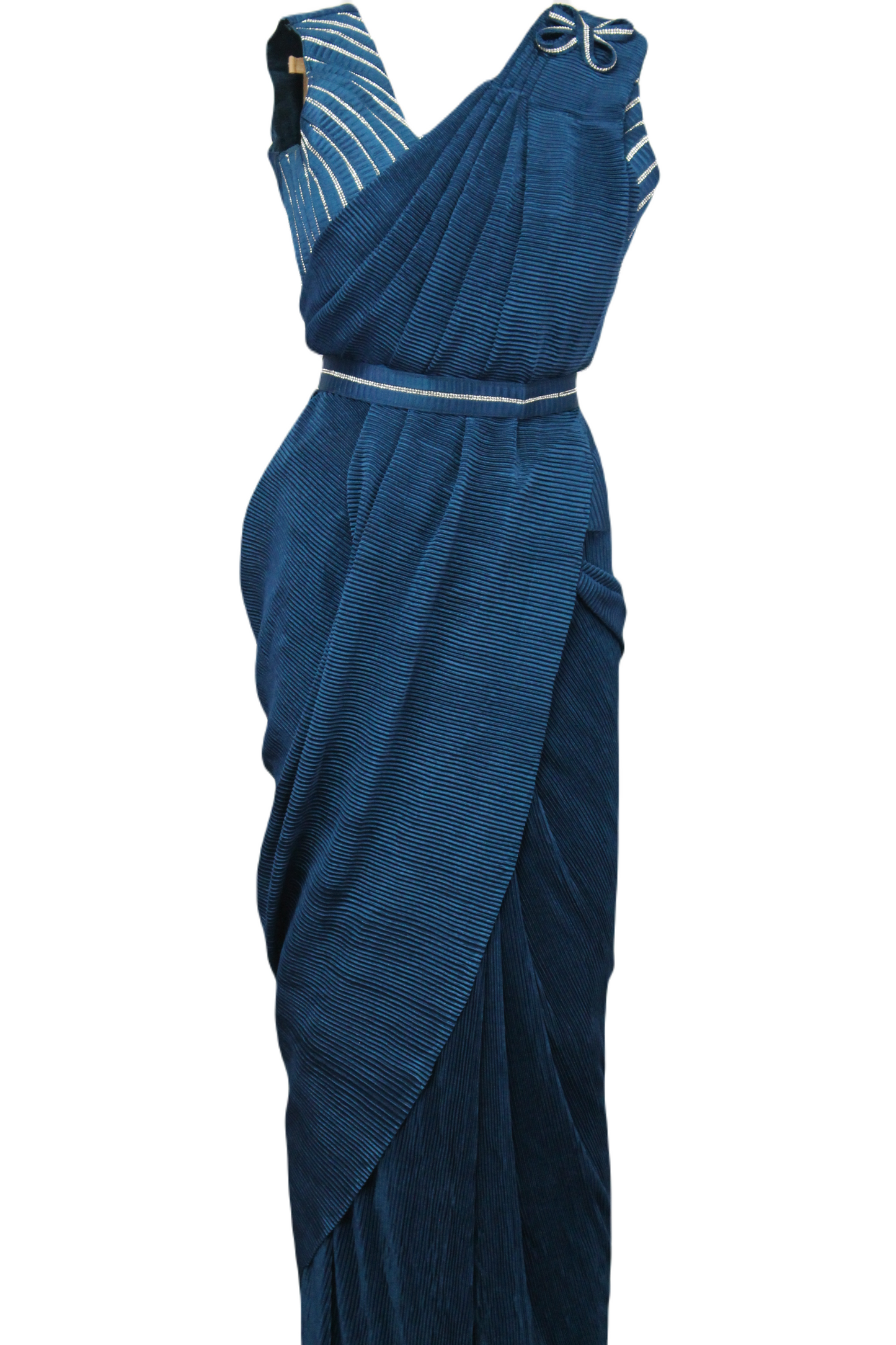 Simple Crush Fabric Ready to Wear Sarees with Belt (Multiple Colors)