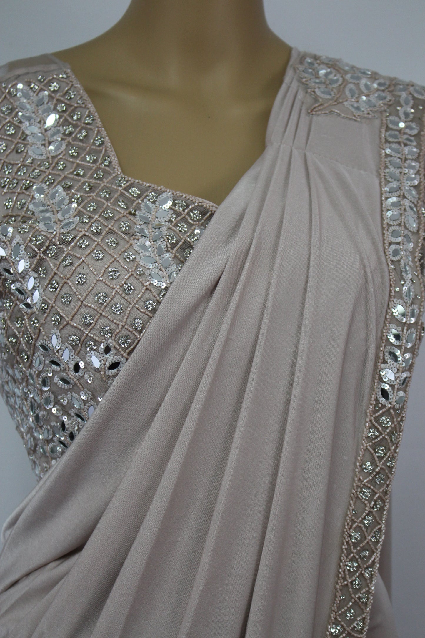 Exquisitely Handcrafted Sarees in Pine Green & Desert Rose
