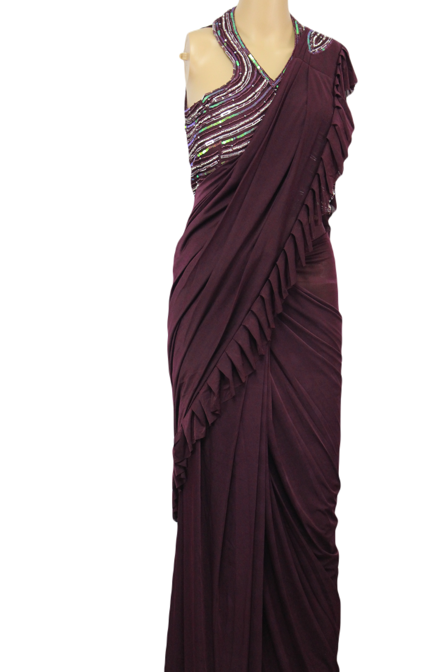 Ready to Wear Saree with Halter Neck Handmade Blouse