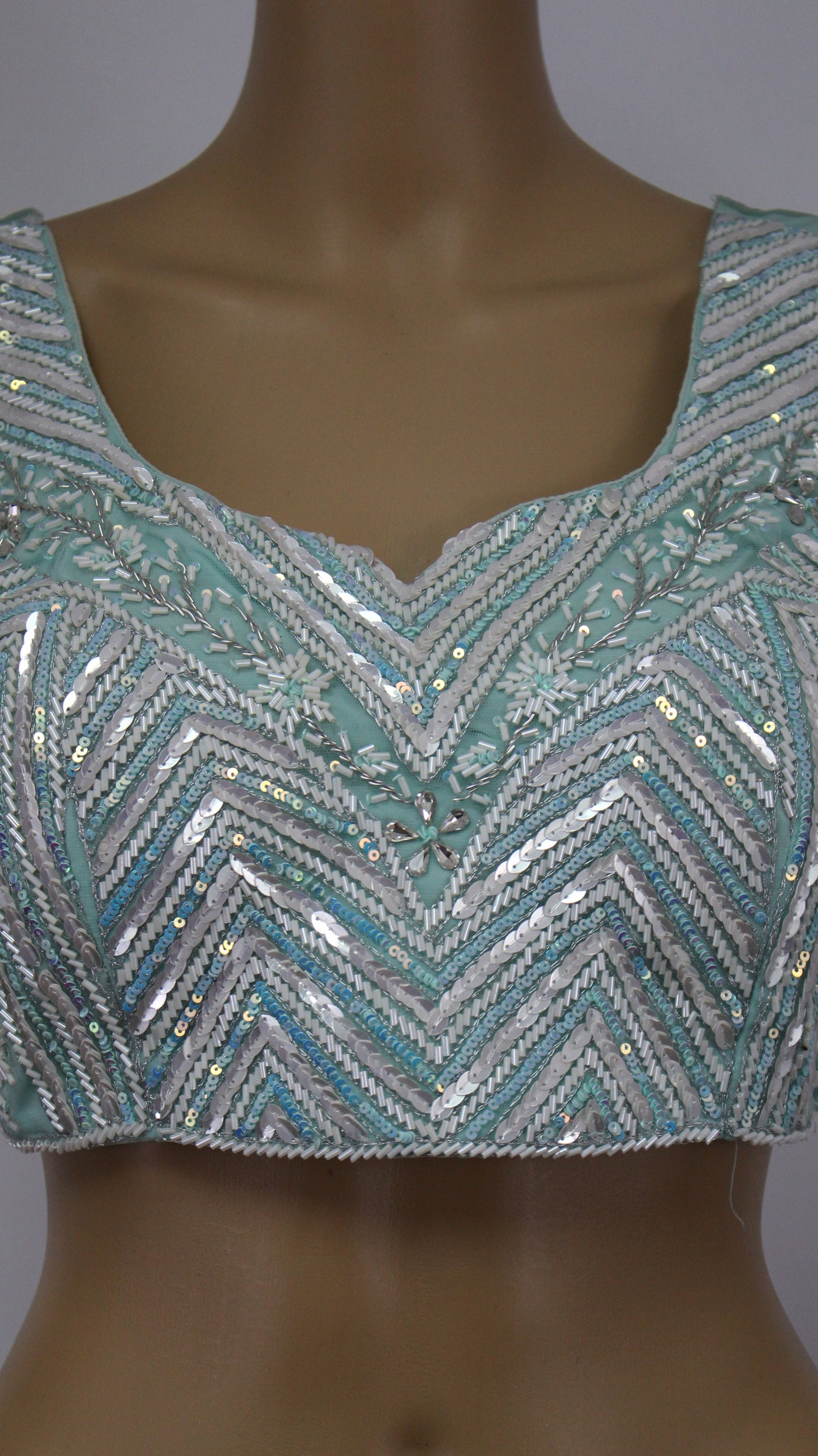 Light Turquoise Ready to Wear Saree with Beautifully Handcrafted Blouse and Belt