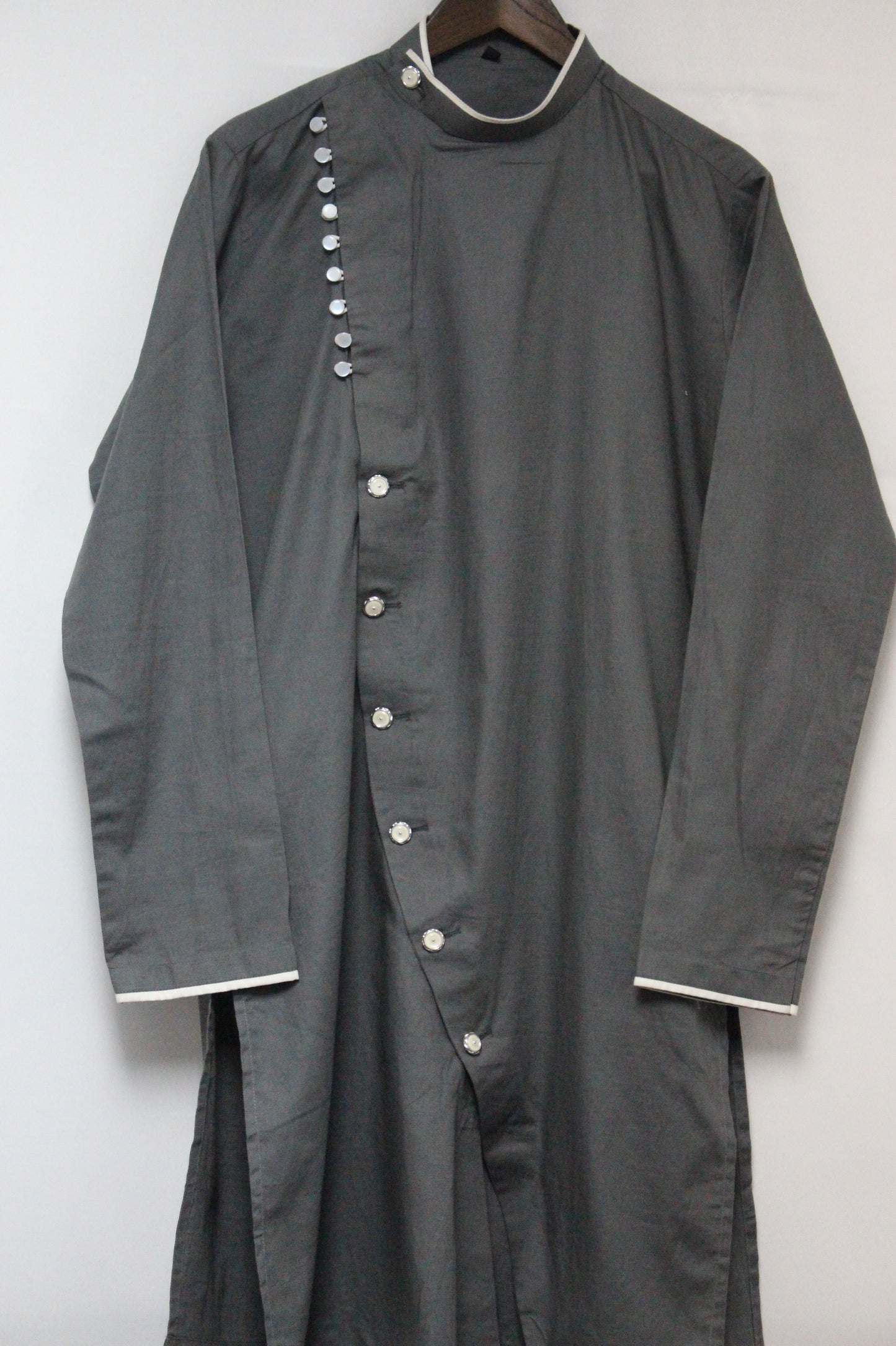 Asymmetrical Kurta Pyjama Set in Gray