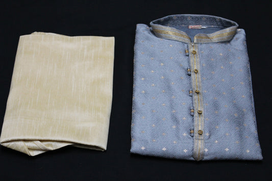 Steel Blue Colored Kurta Pyjama Set
