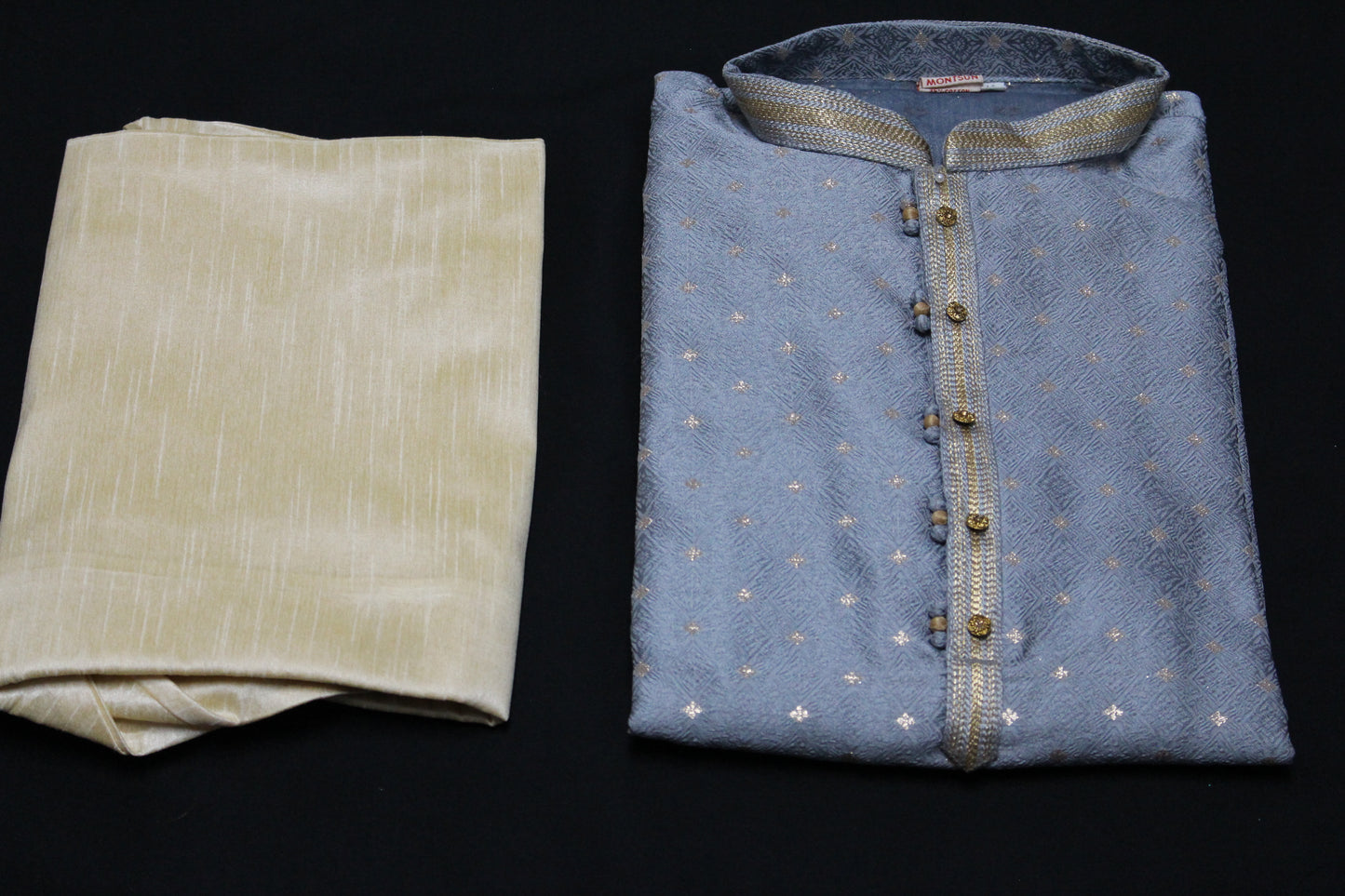 Steel Blue Colored Kurta Pyjama Set