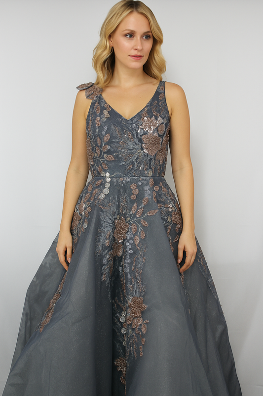 The Perfect Ballgown in Steel Blue