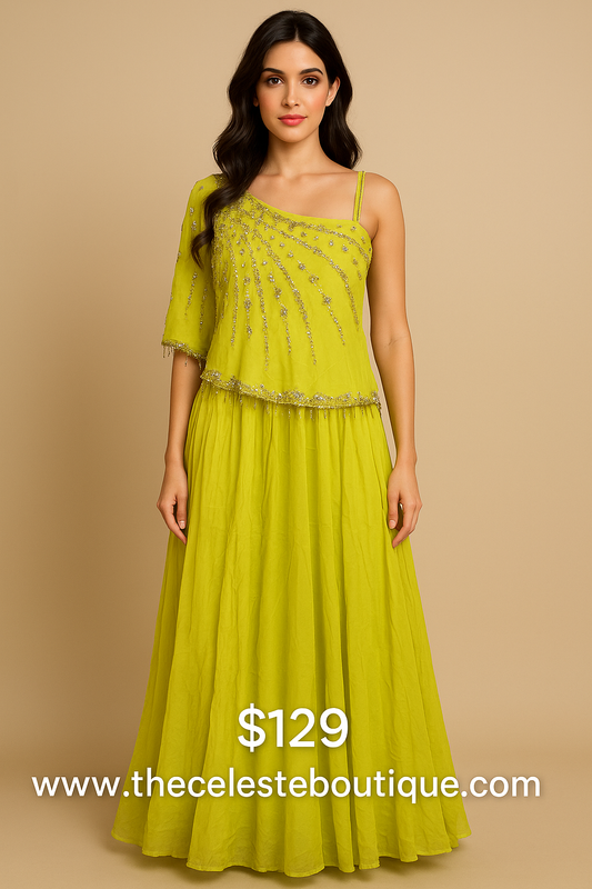 One-of-a-kind Pure Georgette Silk Evening Gown