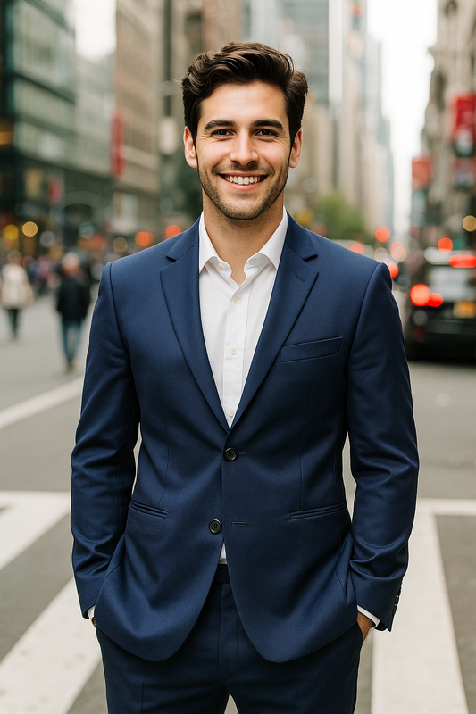 Simple 2-Piece Suit Set in Blue