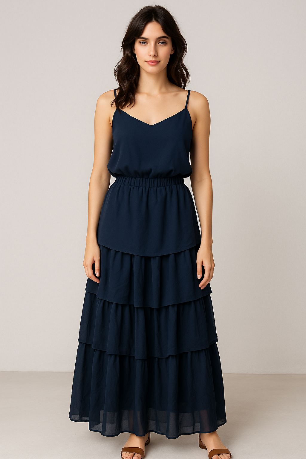 Solid Layered Maxi in Midnight Blue (Up to Medium)