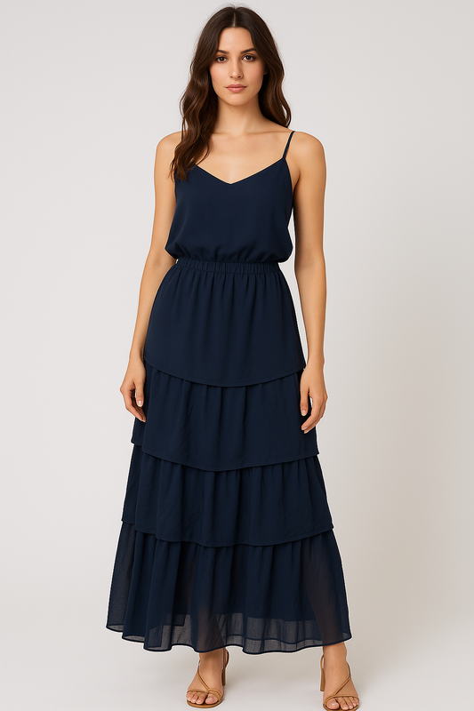 Solid Layered Maxi in Midnight Blue (Up to Medium)