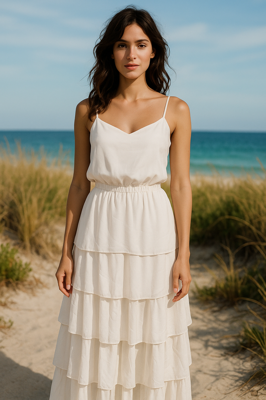 Solid White Layered Maxi (XS - S)