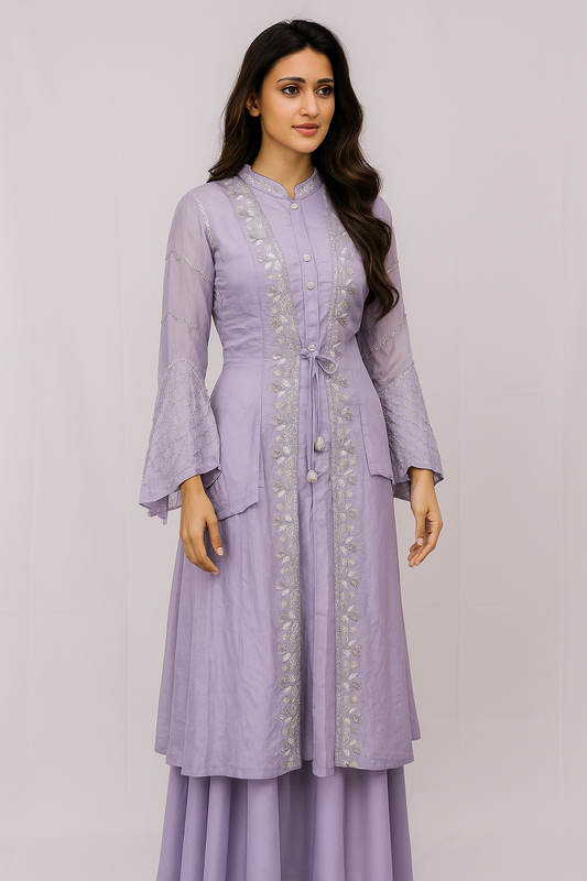 High Collared Lilac Gown